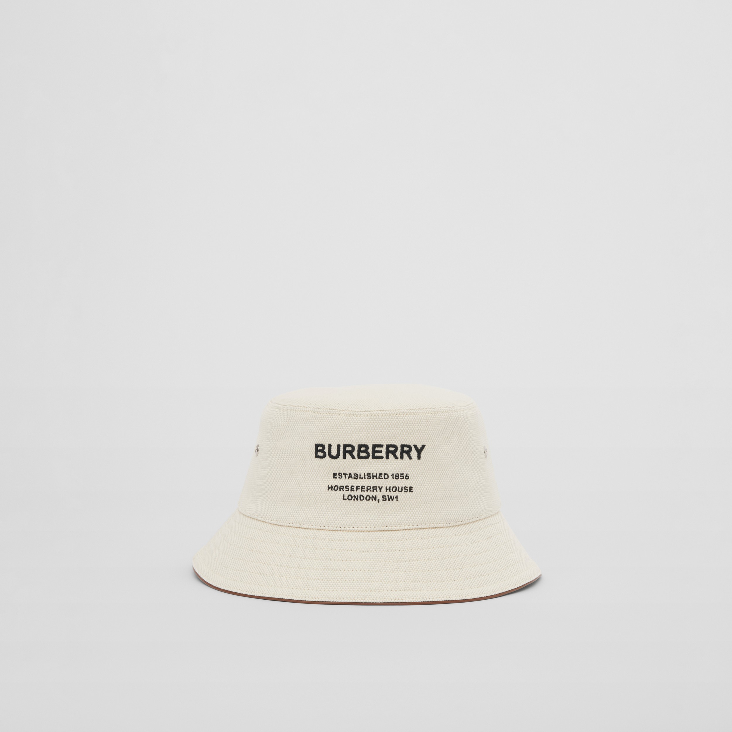 Horseferry Motif Cotton Bucket Hat in Natural | Burberry® Official - 1