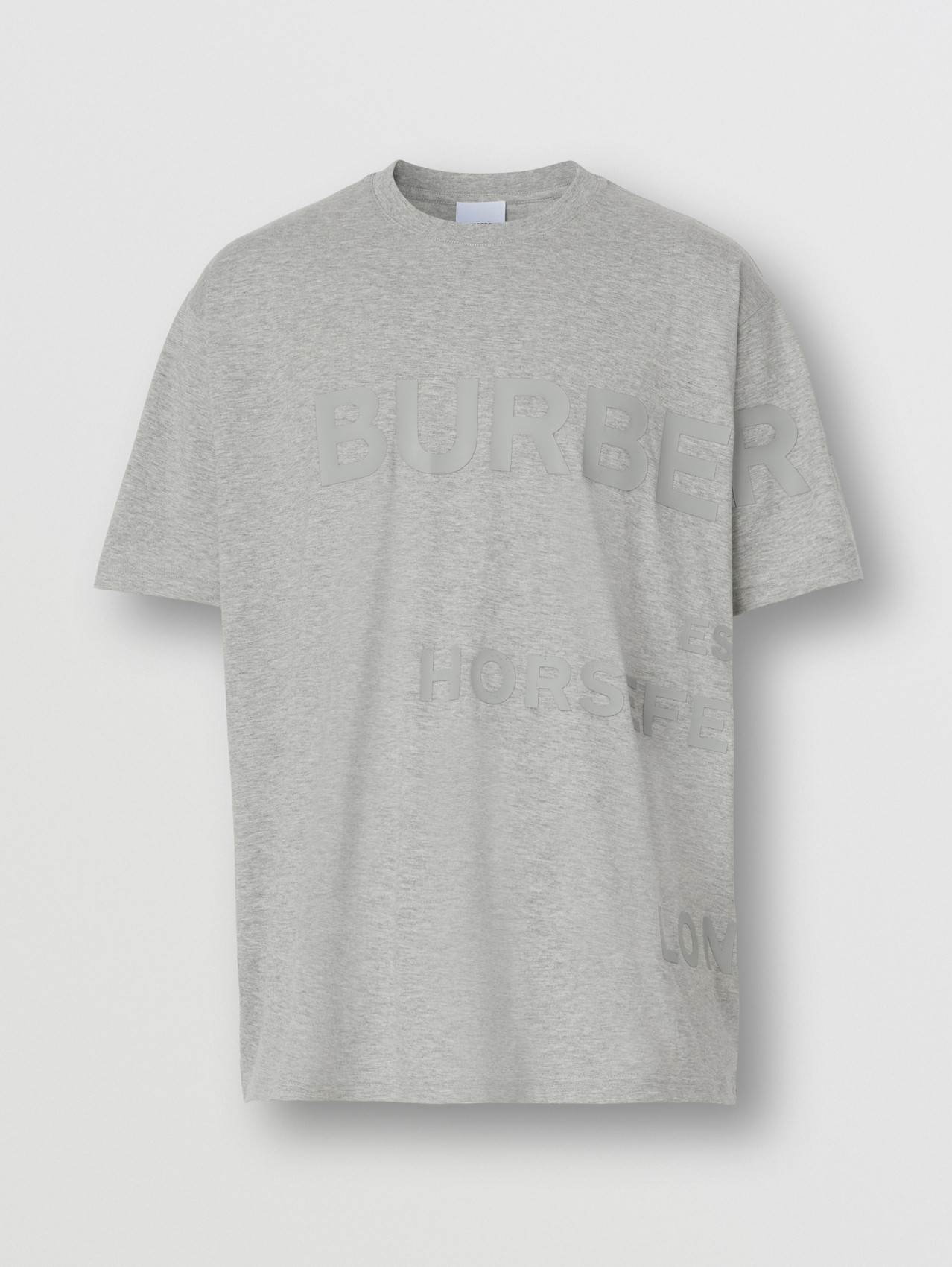 Camiseta oversize de algodão com estampa Horseferry in Cinza Claro Mesclado