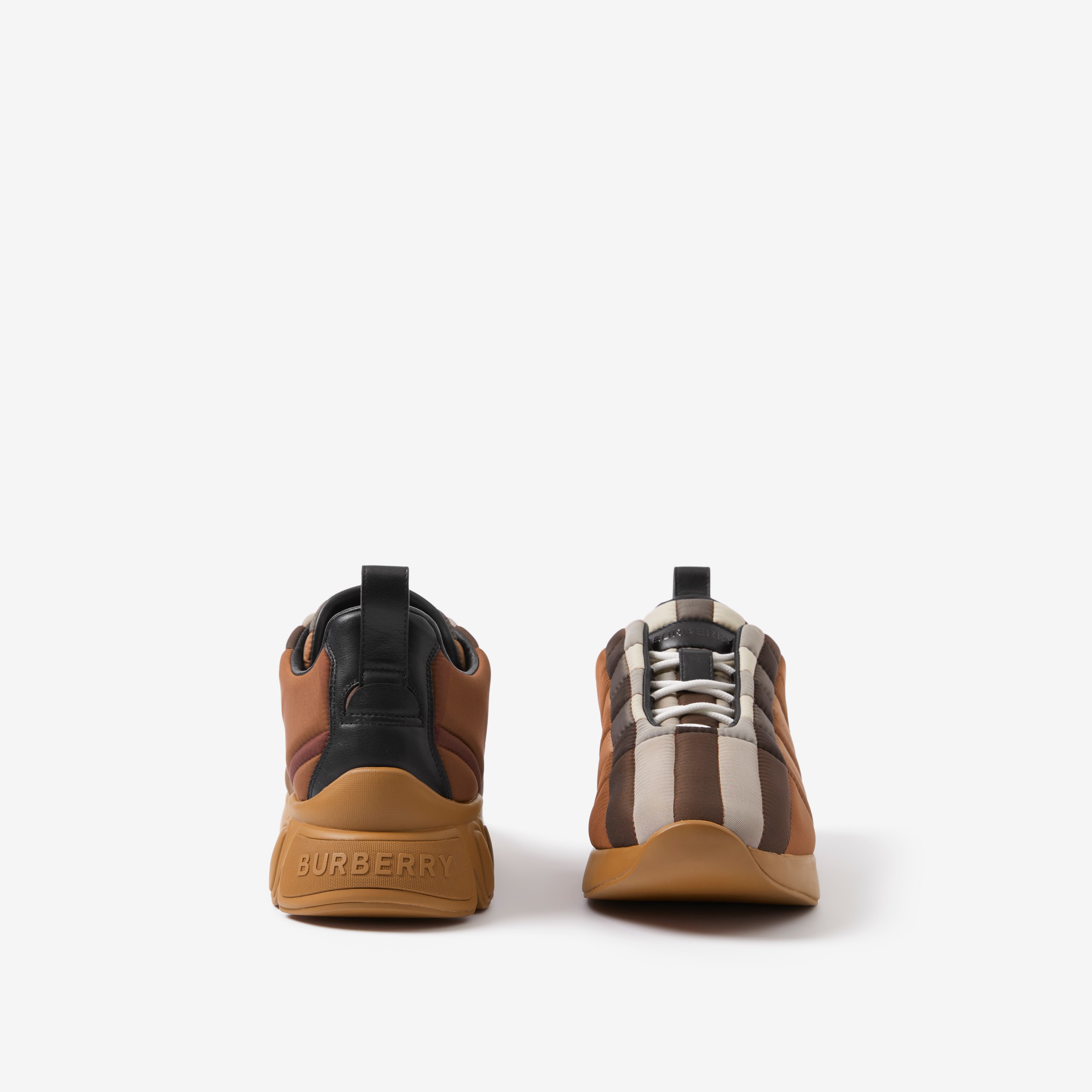 Quilted Nylon and Leather Classic Sneakers in Dark Birch Brown - Women | Burberry® Official - 4