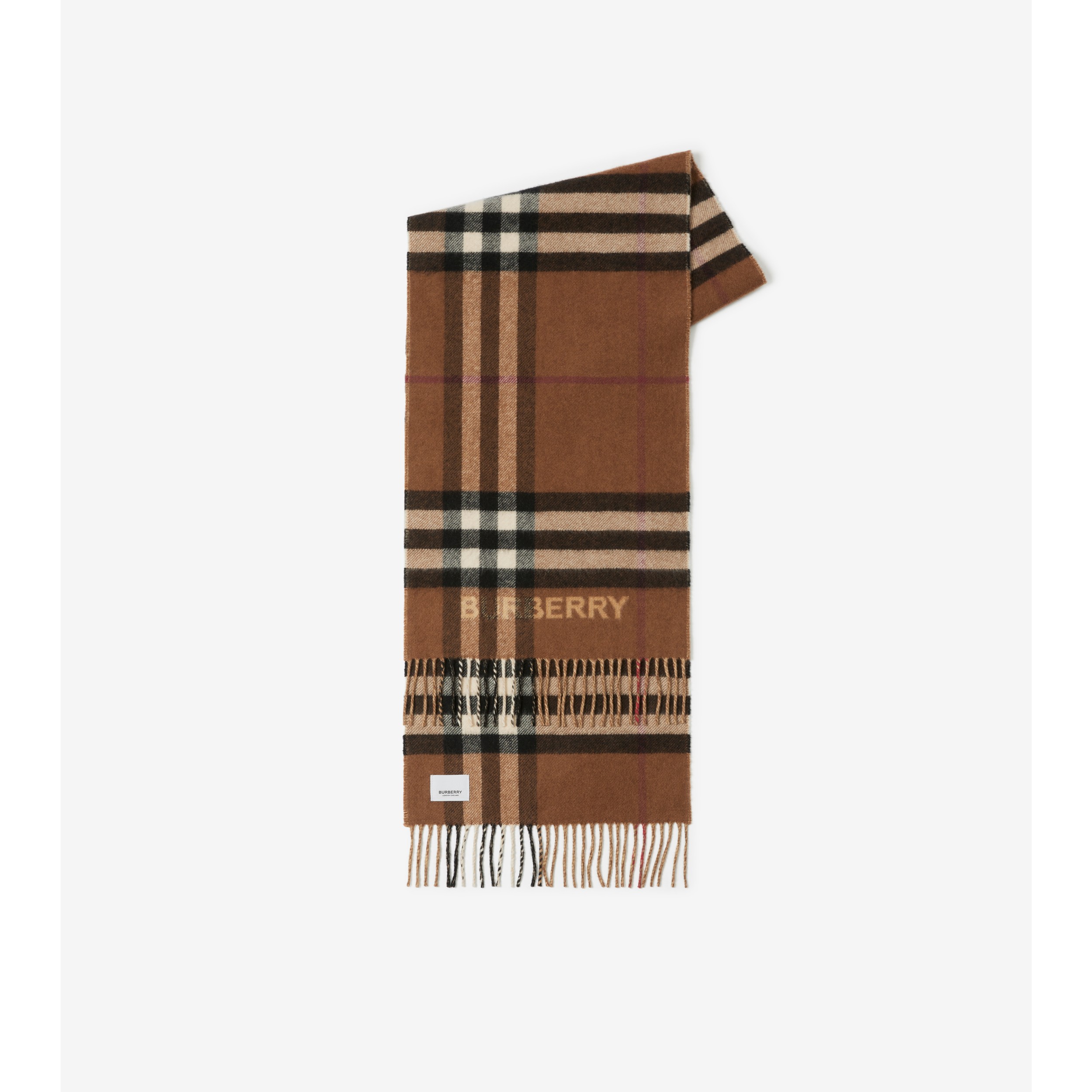 Contrast Check Cashmere Scarf in Archive Brown Burberry® Official