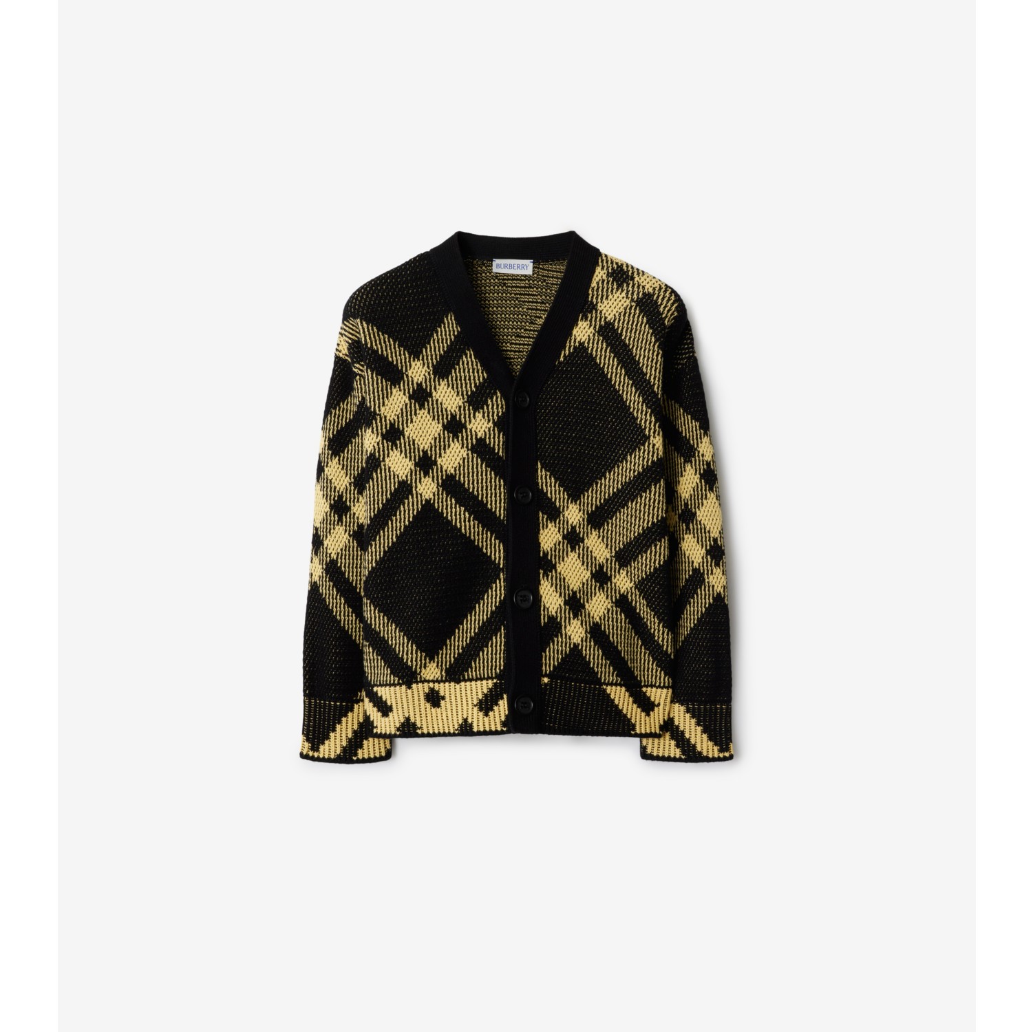 Check Cotton Mesh Cardigan in Yellow | Burberry® Official