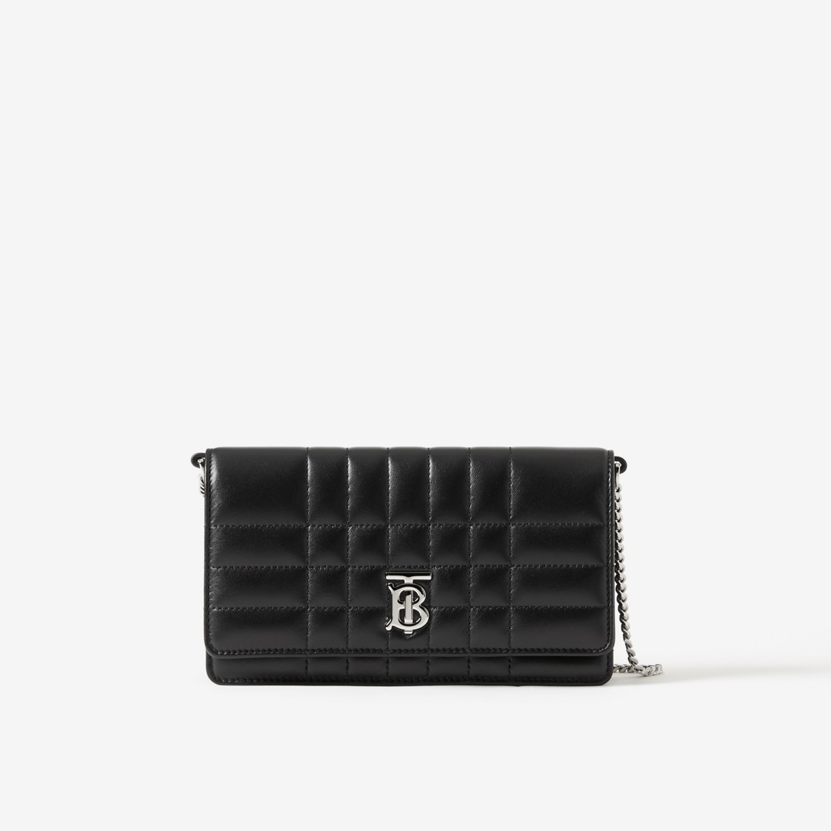 Burberry Quilted Leather Lola Clutch In Black/palladium
