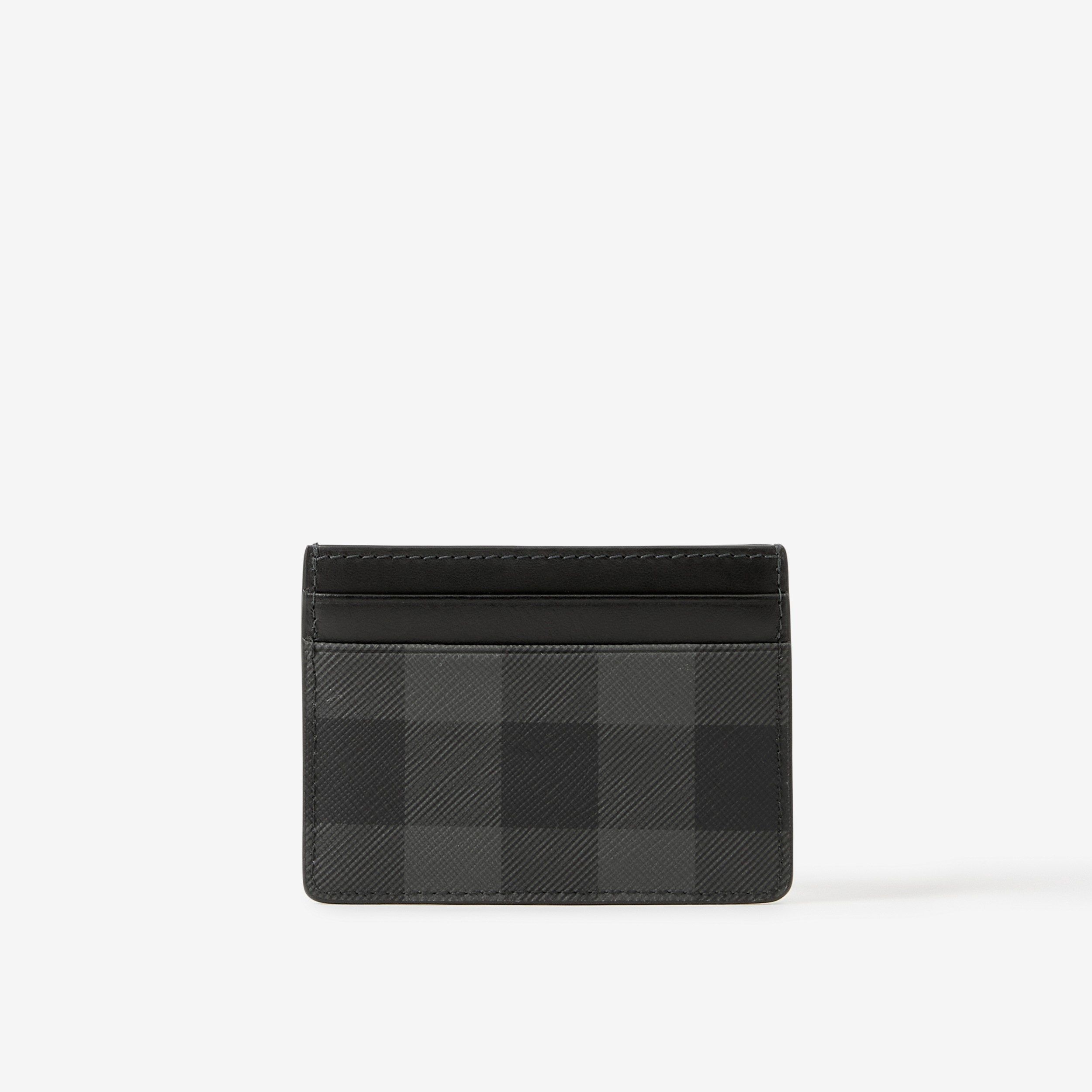Check and Leather Card Case in Charcoal | Burberry® Official - 3