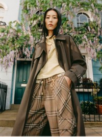 Model wearing Burberry Trench Coat for It's Always Burberry Weather Phase 2 