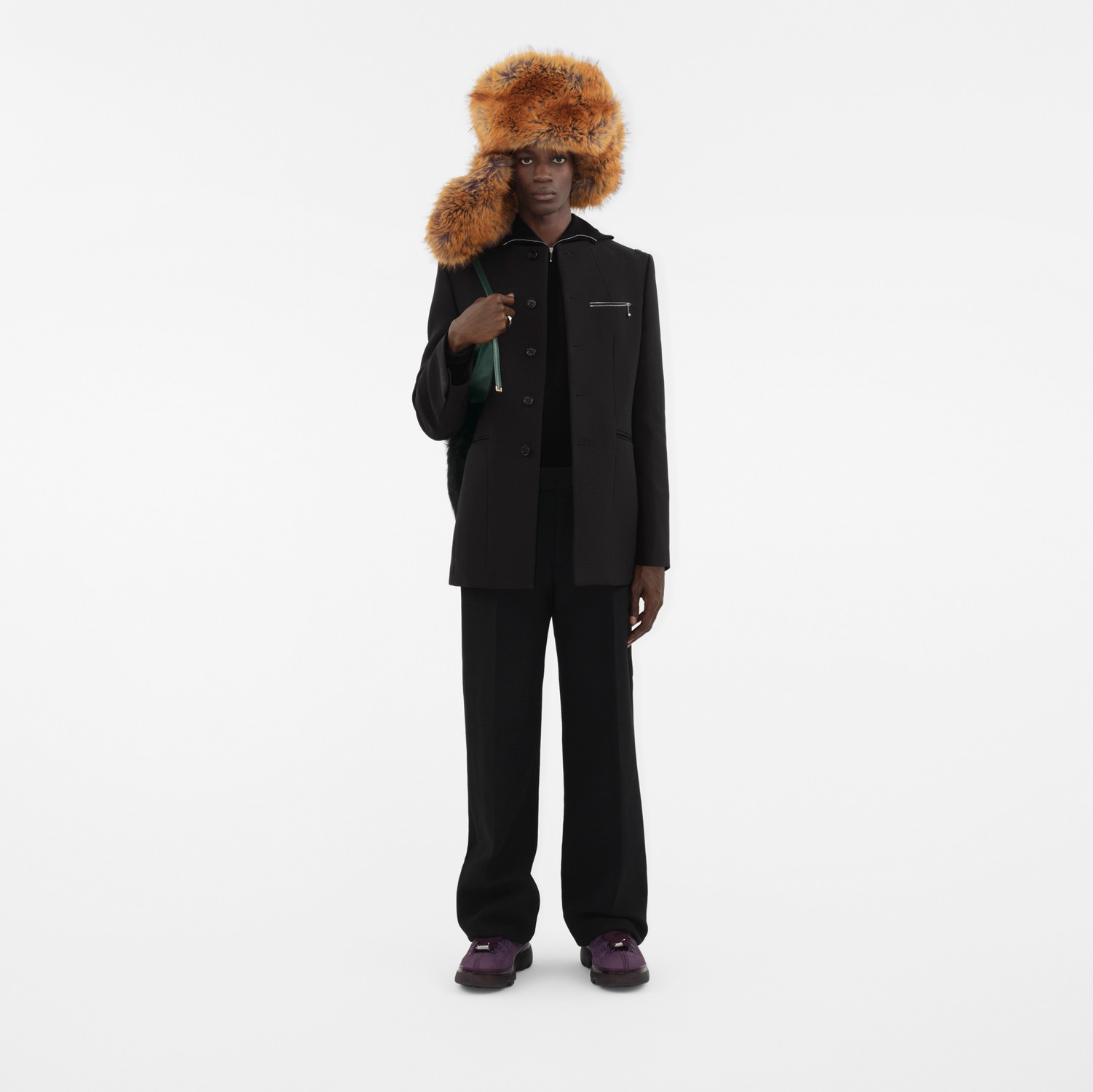 Veste sans col en laine (Noir) - Homme | Site officiel Burberry®