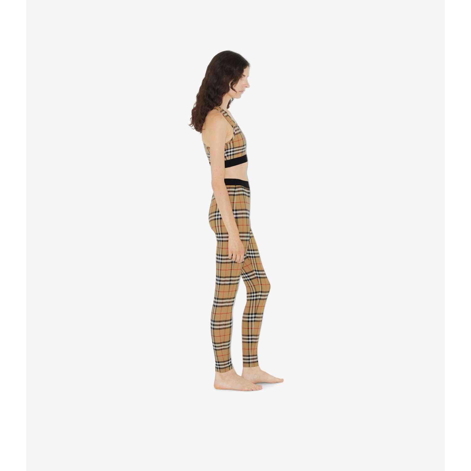 Burberry Check technical jersey leggings in black - Burberry