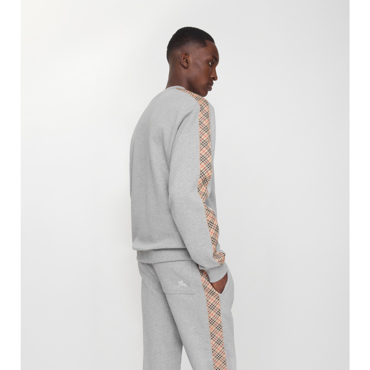 Check Trim Cotton Sweatshirt
