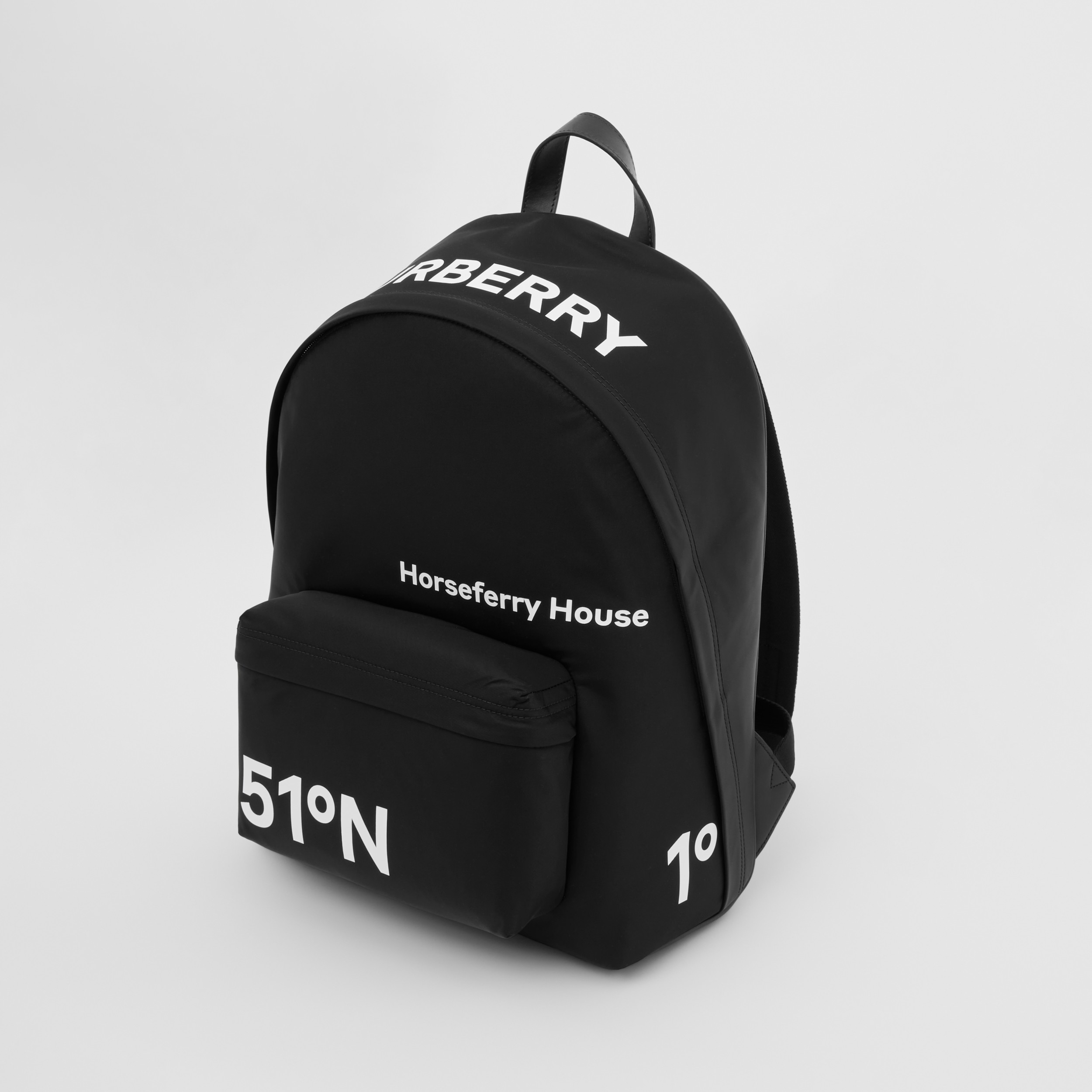 Horseferry Print Nylon Backpack in Black/white Men Burberry® Official