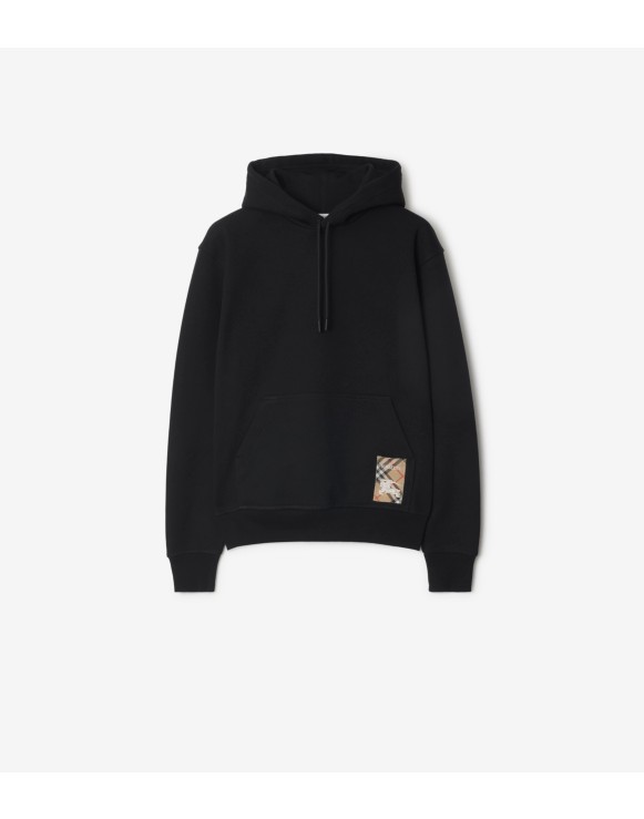 Check Label Cotton Hoodie