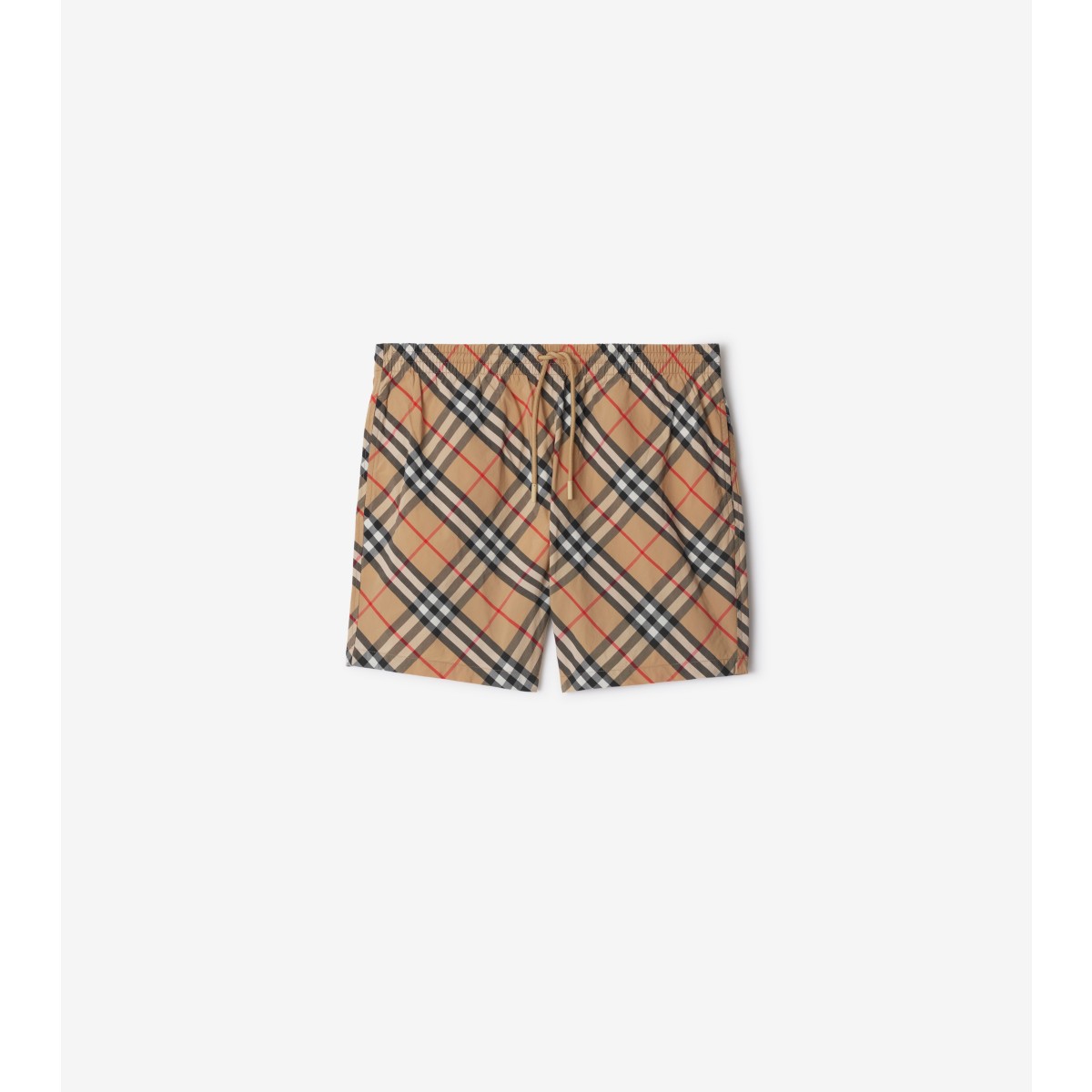 Burberry Check-print Drawstring Swim Shorts In Sand