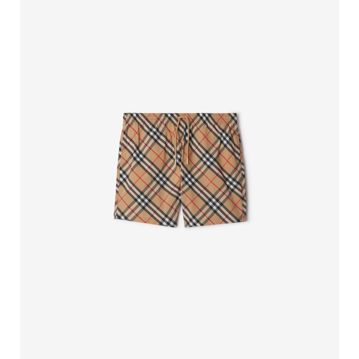 Shop Burberry Check Swim Shorts In Sand