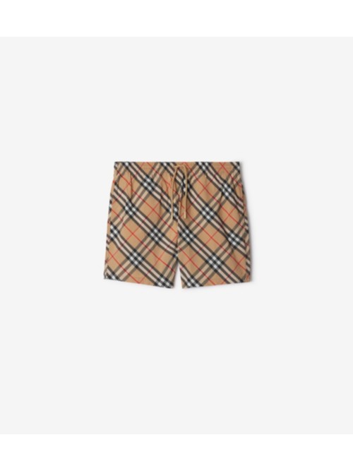 Shop Burberry Check Swim Shorts In Sand