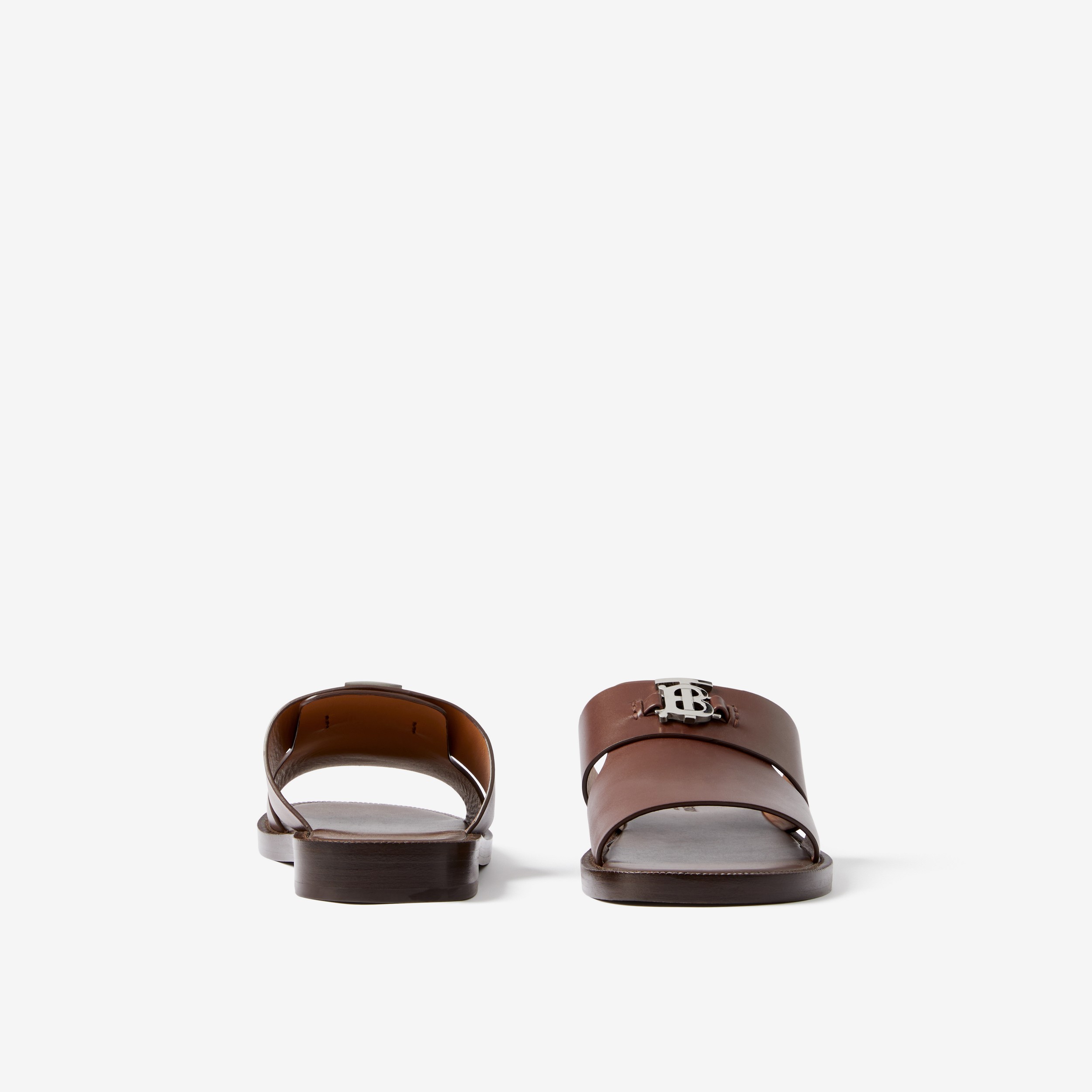 Sandálias de couro com monograma (Cereja Preta) - Homens | Burberry® oficial - 4