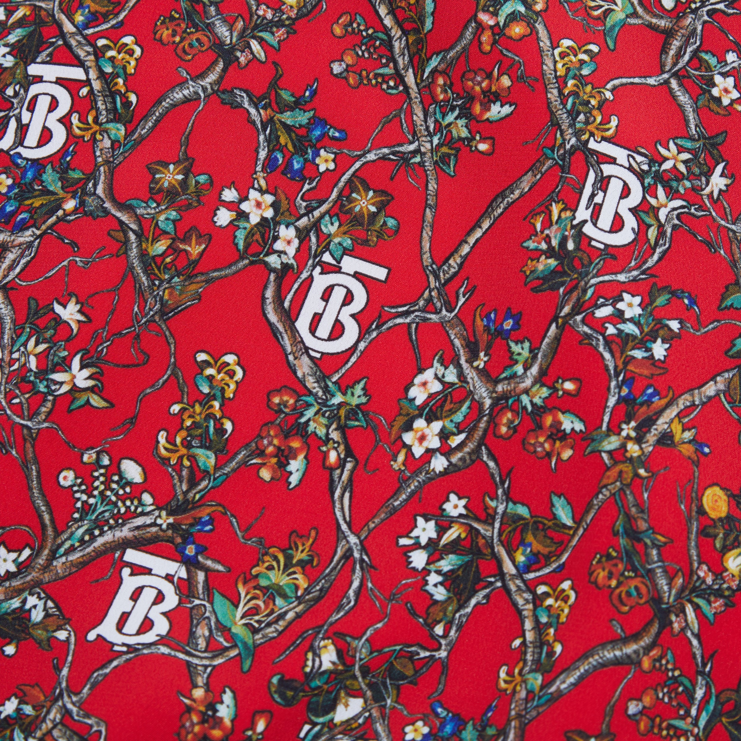 Monogram Motif Silk Panel Cotton Sweatshirt in Bright Red | Burberry® Official - 2