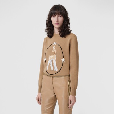 burberry deer intarsia wool sweater