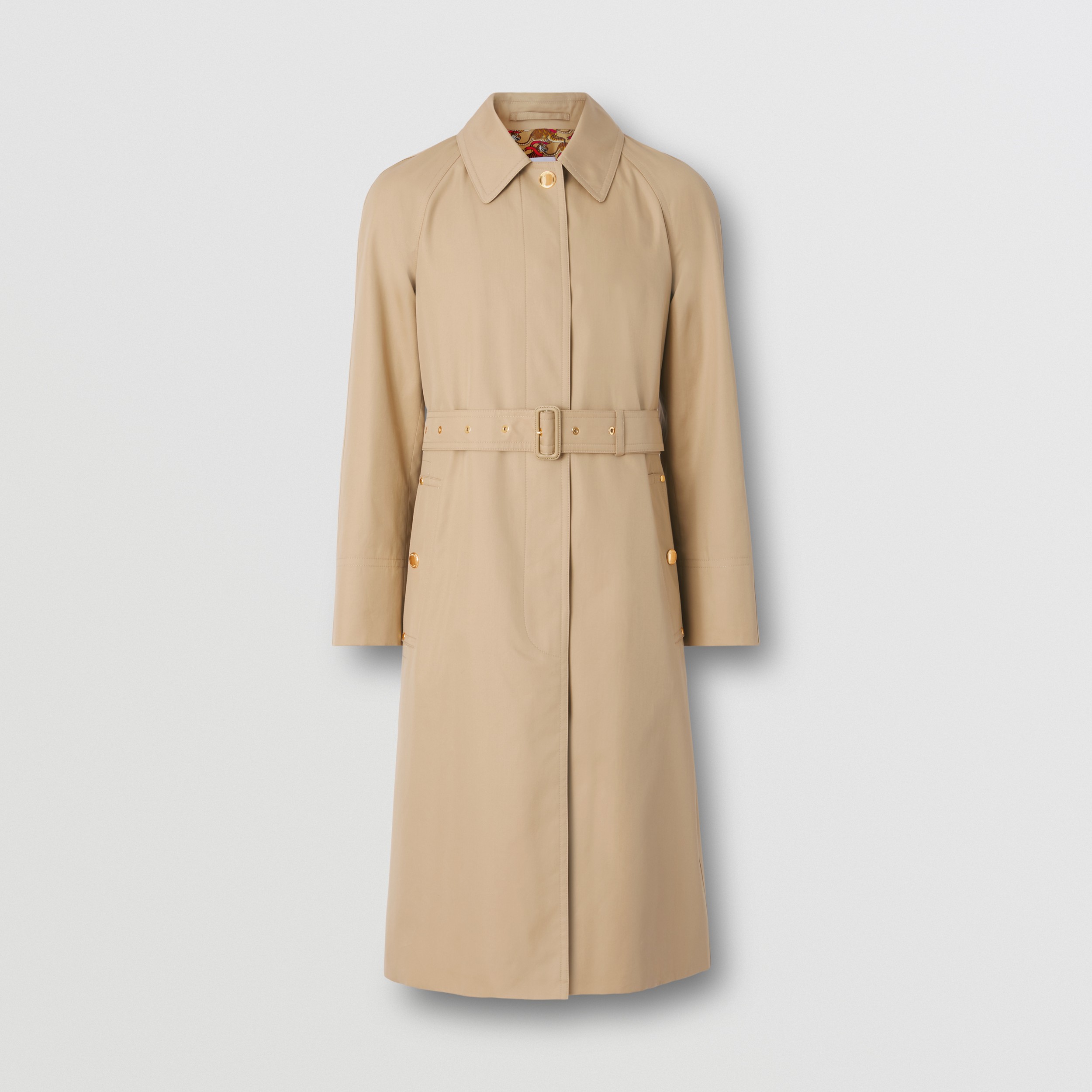 Tiger Print-lined Cotton Gabardine Belted Car Coat in Soft Fawn - Women | Burberry® Official - 4