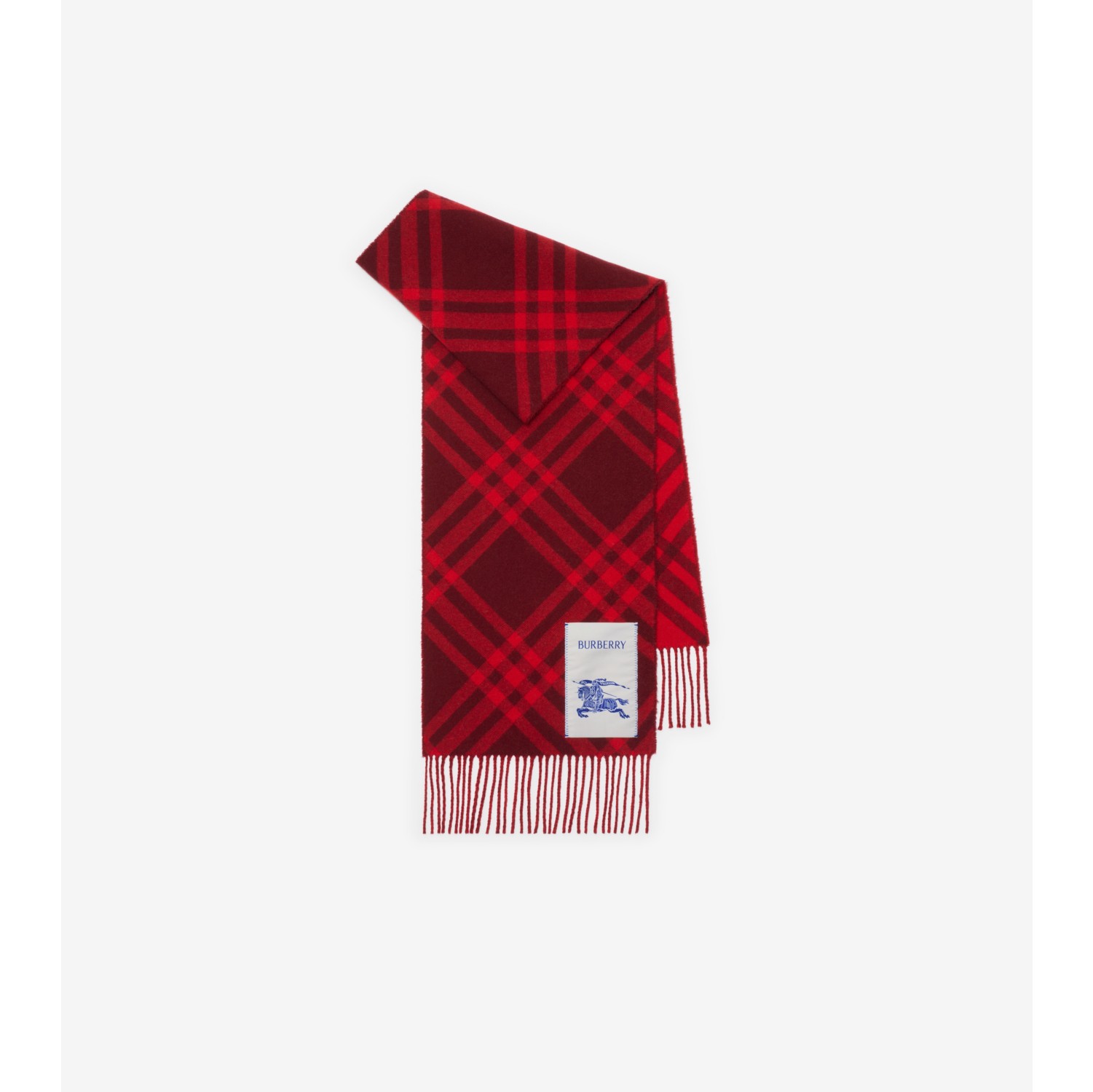 Check Cashmere Scarf in Oxblood red | Burberry® Official