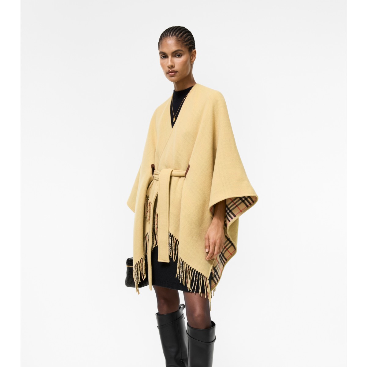  Check Wool Tay Cape