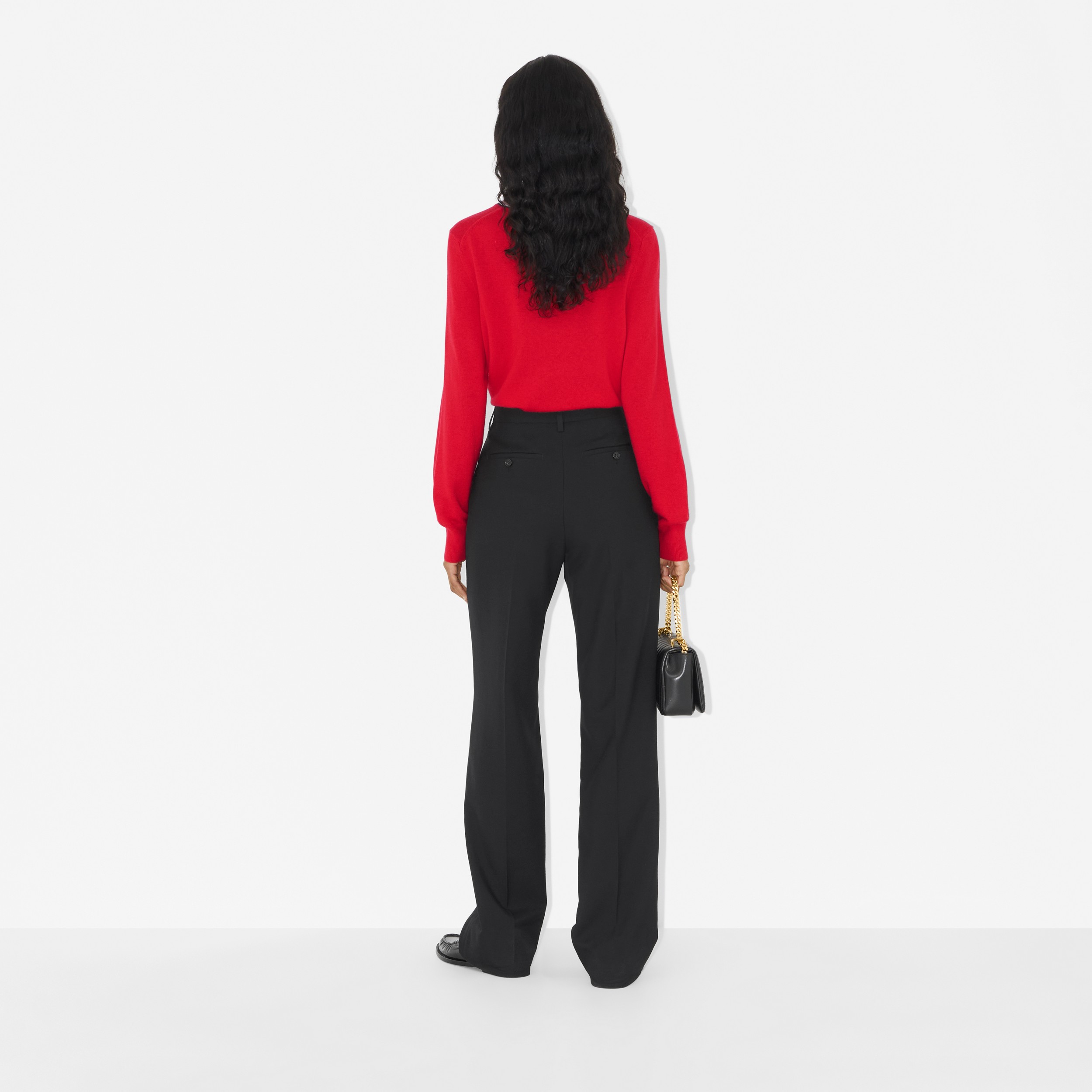 Suéter de cashmere com detalhe de listras (Vermelho Intenso) - Mulheres | Burberry® oficial - 4