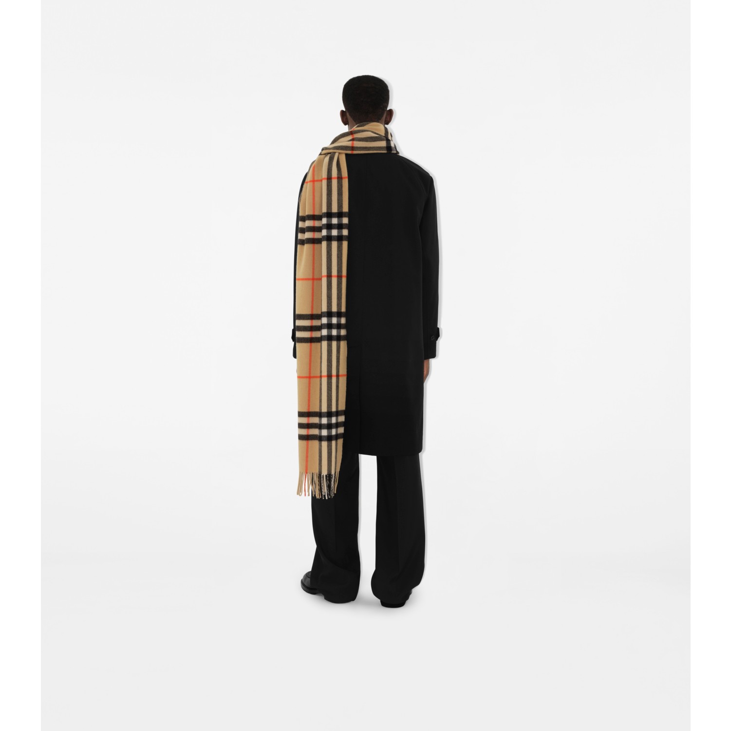 Wide Check Cashmere Scarf