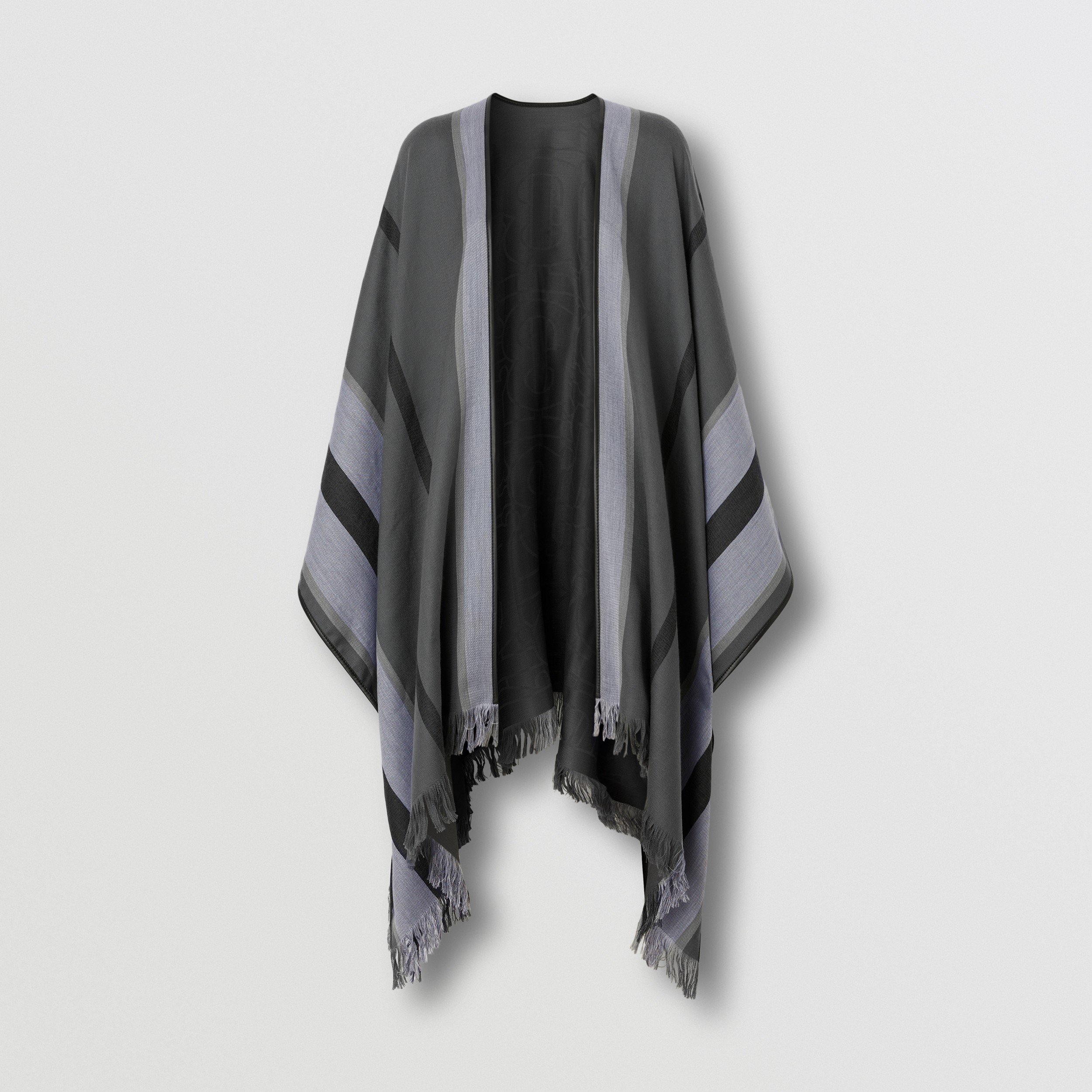 Monogram Motif Cashmere Silk Jacquard Cape in Black | Burberry® Official - 2