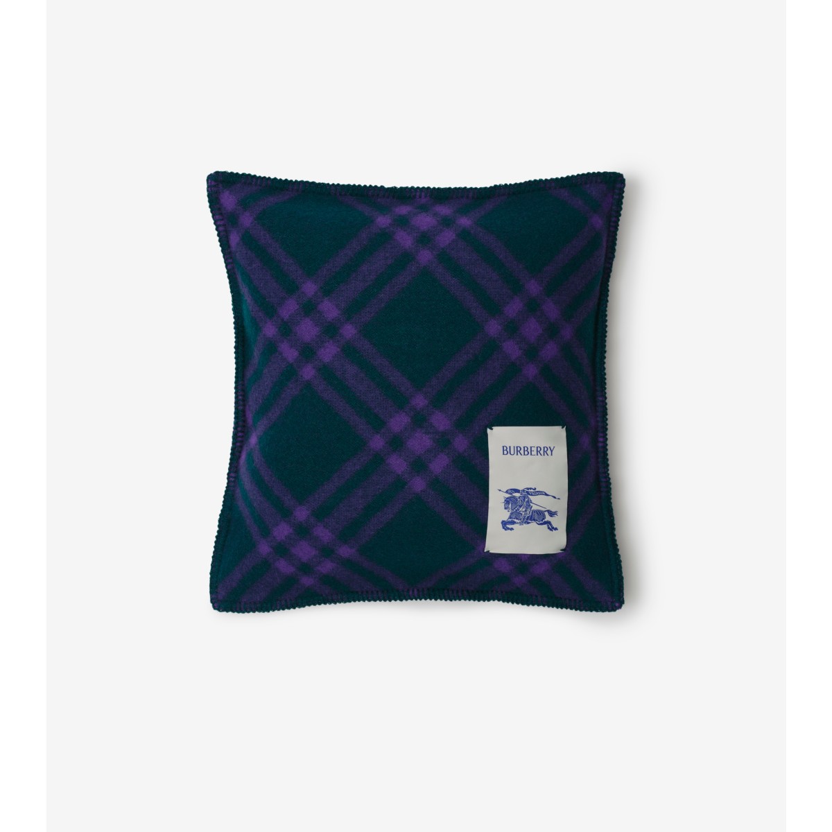 Burberry Check Wool Cushion In Blue