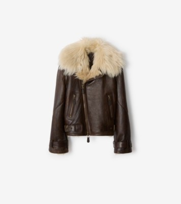 クロップド シアリング アビエータージャケット (ダークブラウン