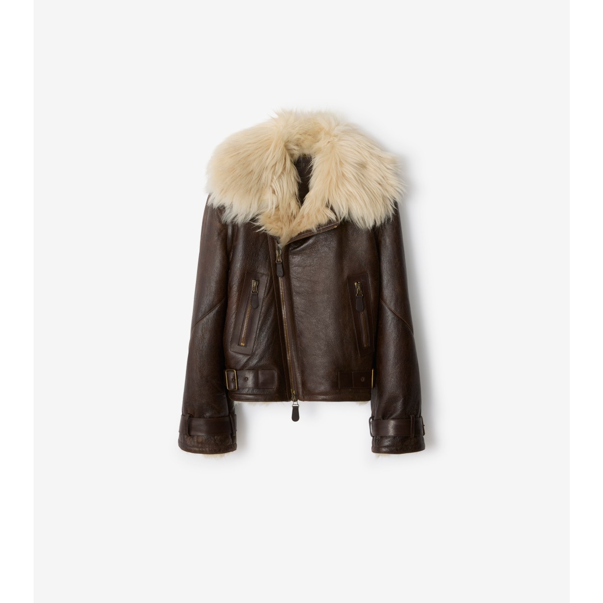  Cropped Shearling Aviator Jacket