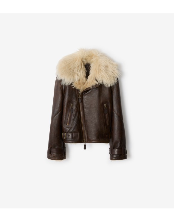 Cropped Shearling Aviator Jacket