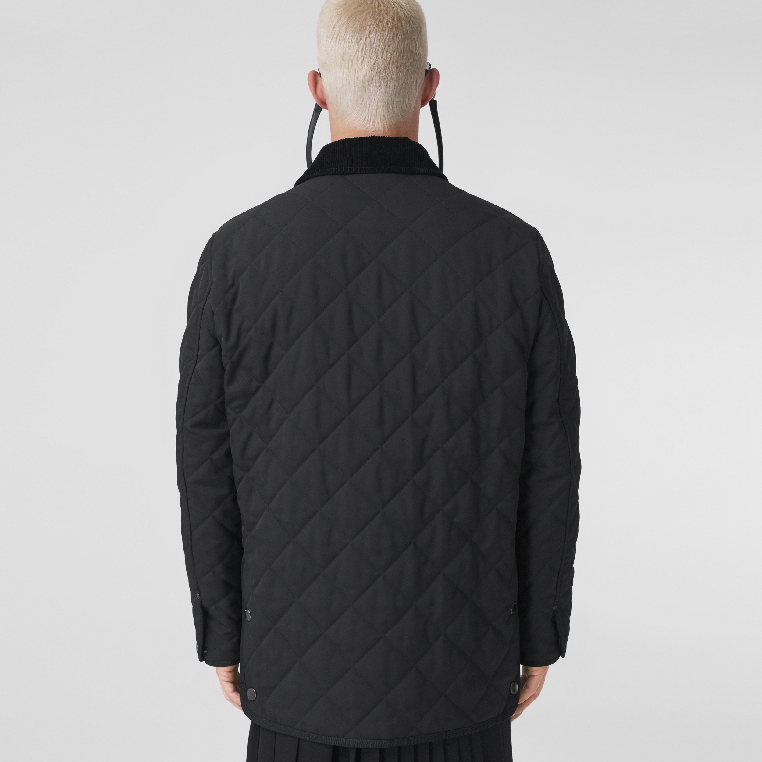 Corduroy Collar Diamond Quilted Barn Jacket in Black - Men | Burberry® Official - 3