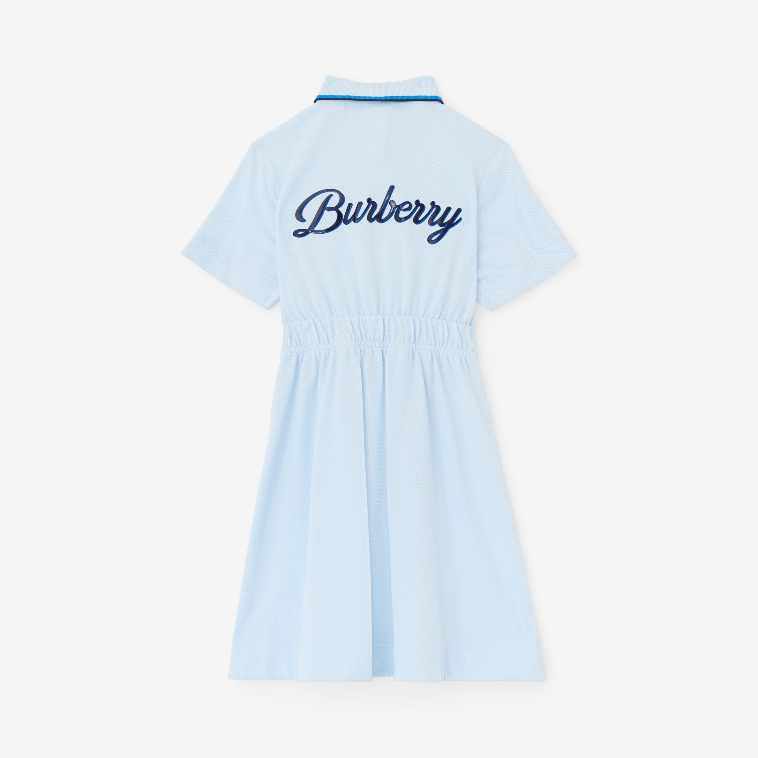 Vestitino stile polo in cotone piqué con stampa logo in corsivo (Blu Pallido) | Sito ufficiale Burberry® - 2