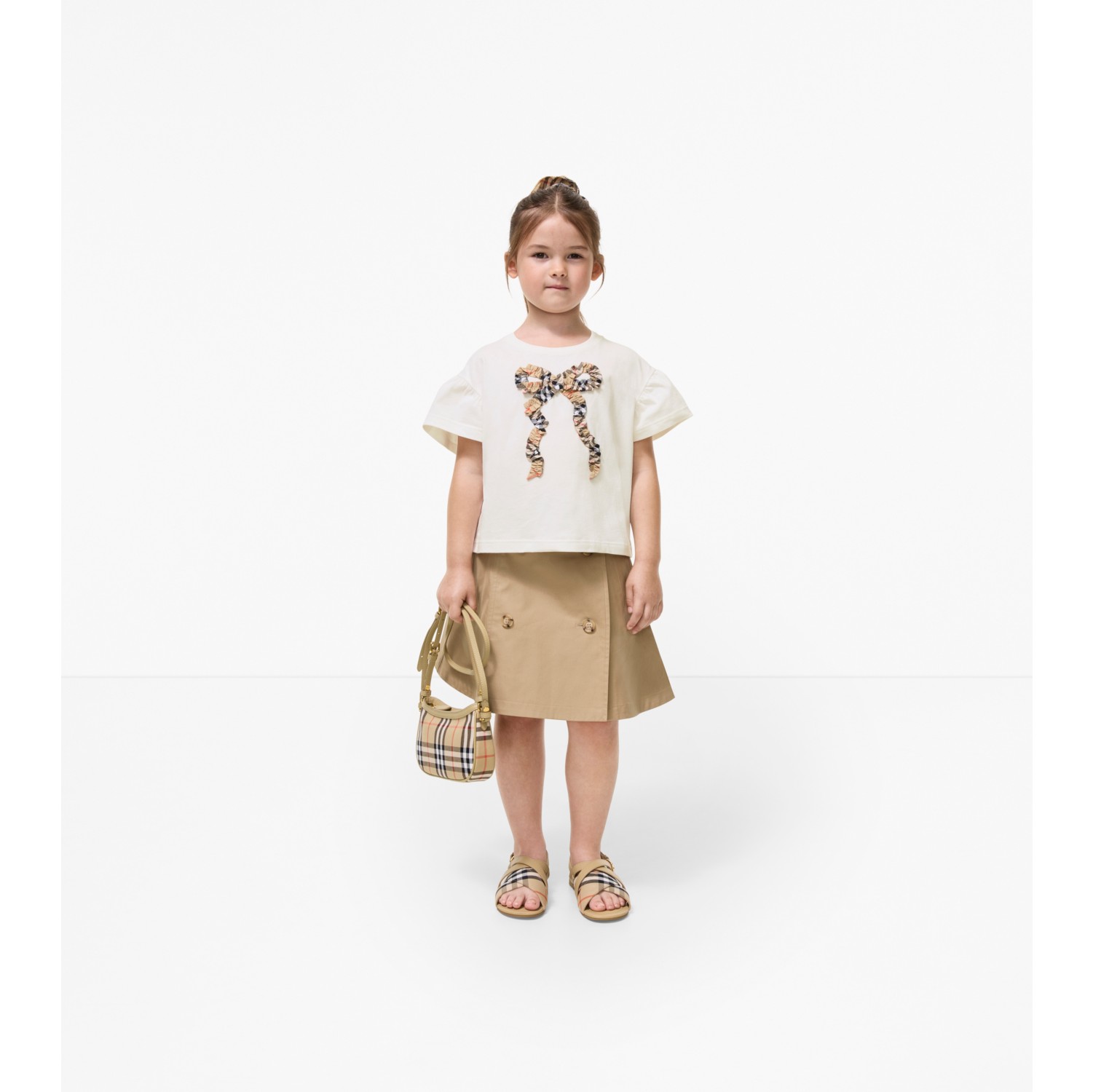 Check Bow Cotton T-shirt