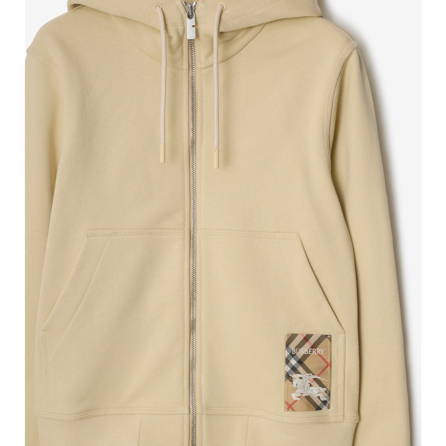 Check Label Cotton Zip Hoodie