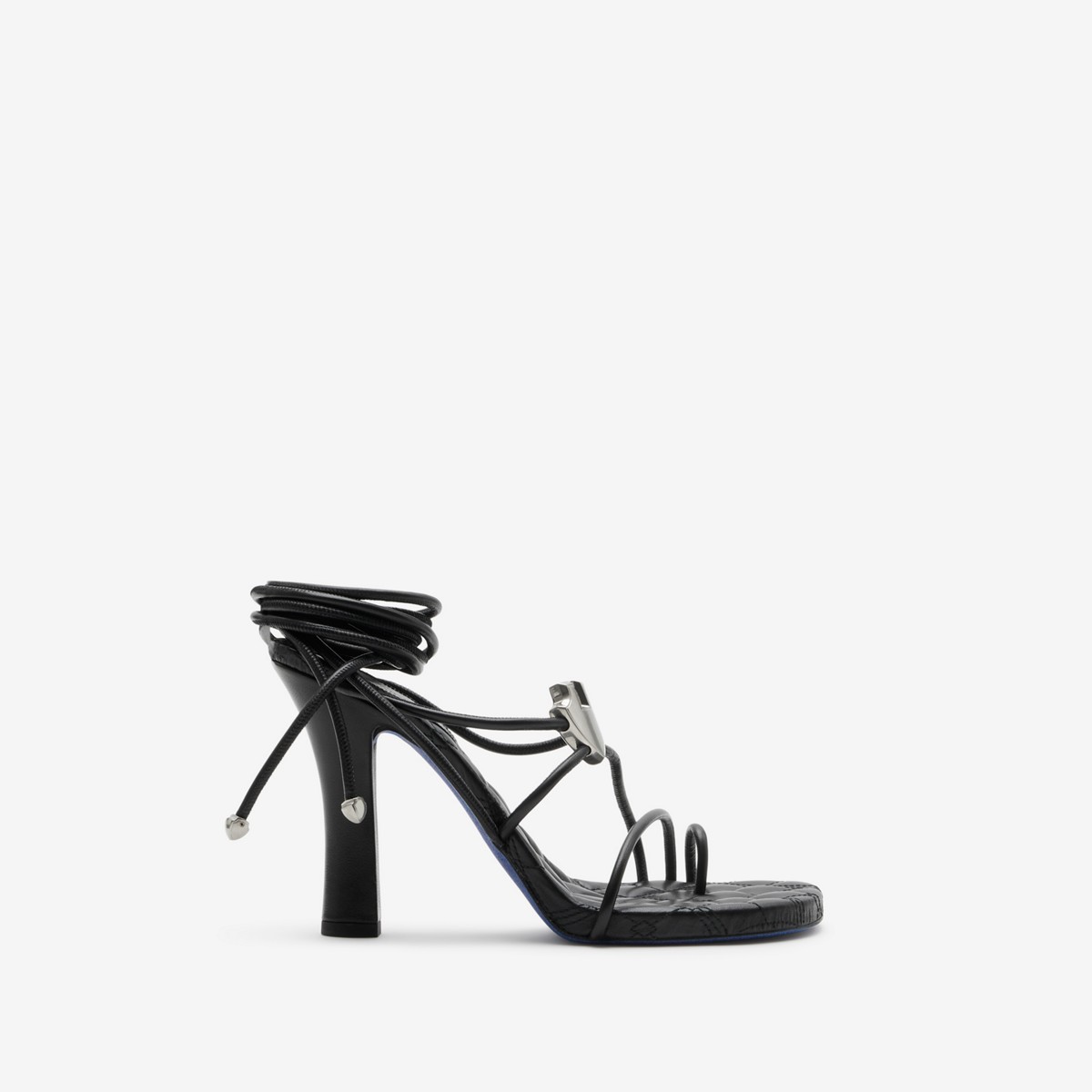 Burberry Leather Ivy Shield Heeled Sandals In White