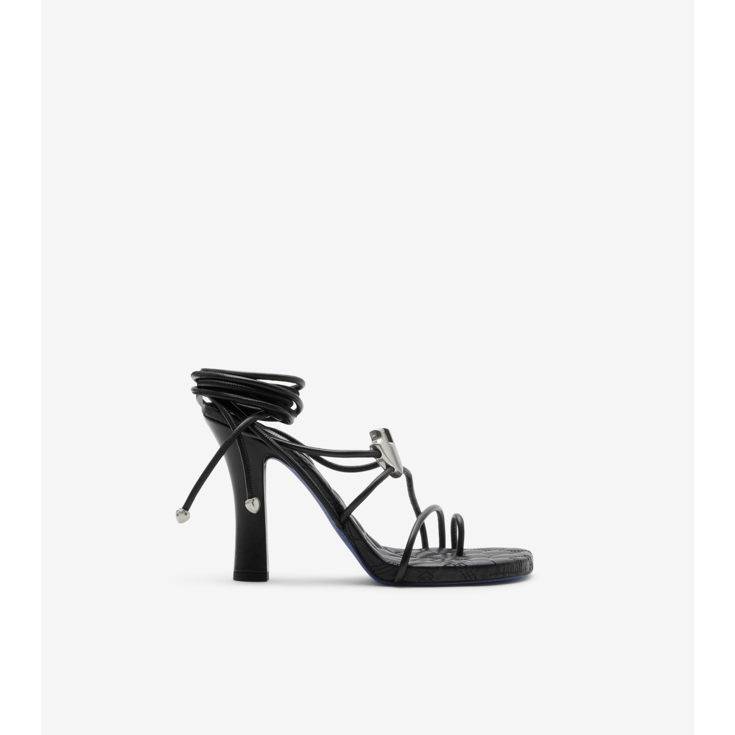 Leather Ivy Shield Heeled Sandals in Black Women Burberry