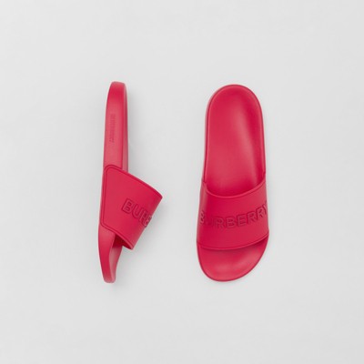 pink burberry slides