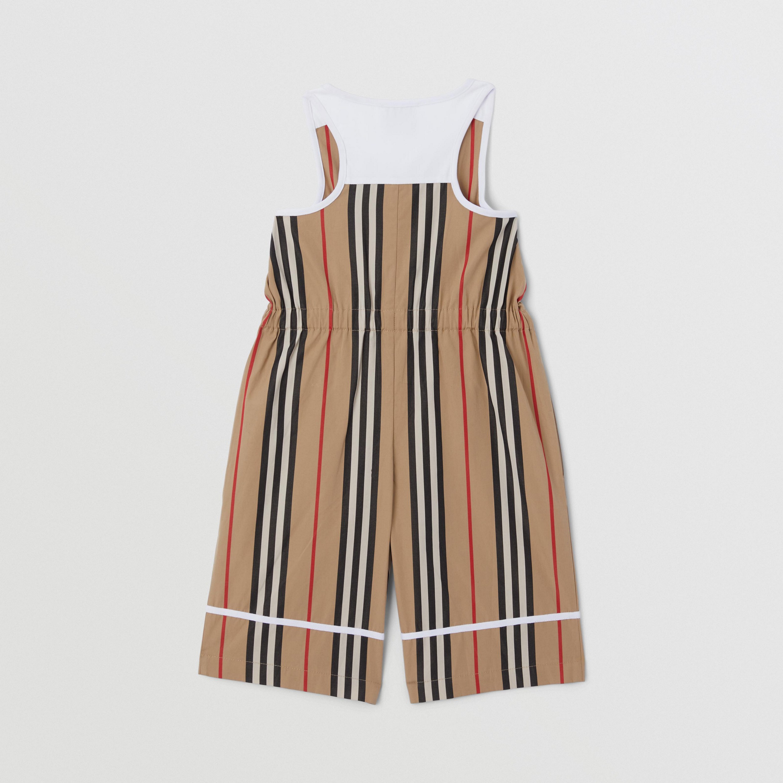 Icon Stripe Cotton Zip-front Jumpsuit in Archive Beige - Children | Burberry® Official - 4