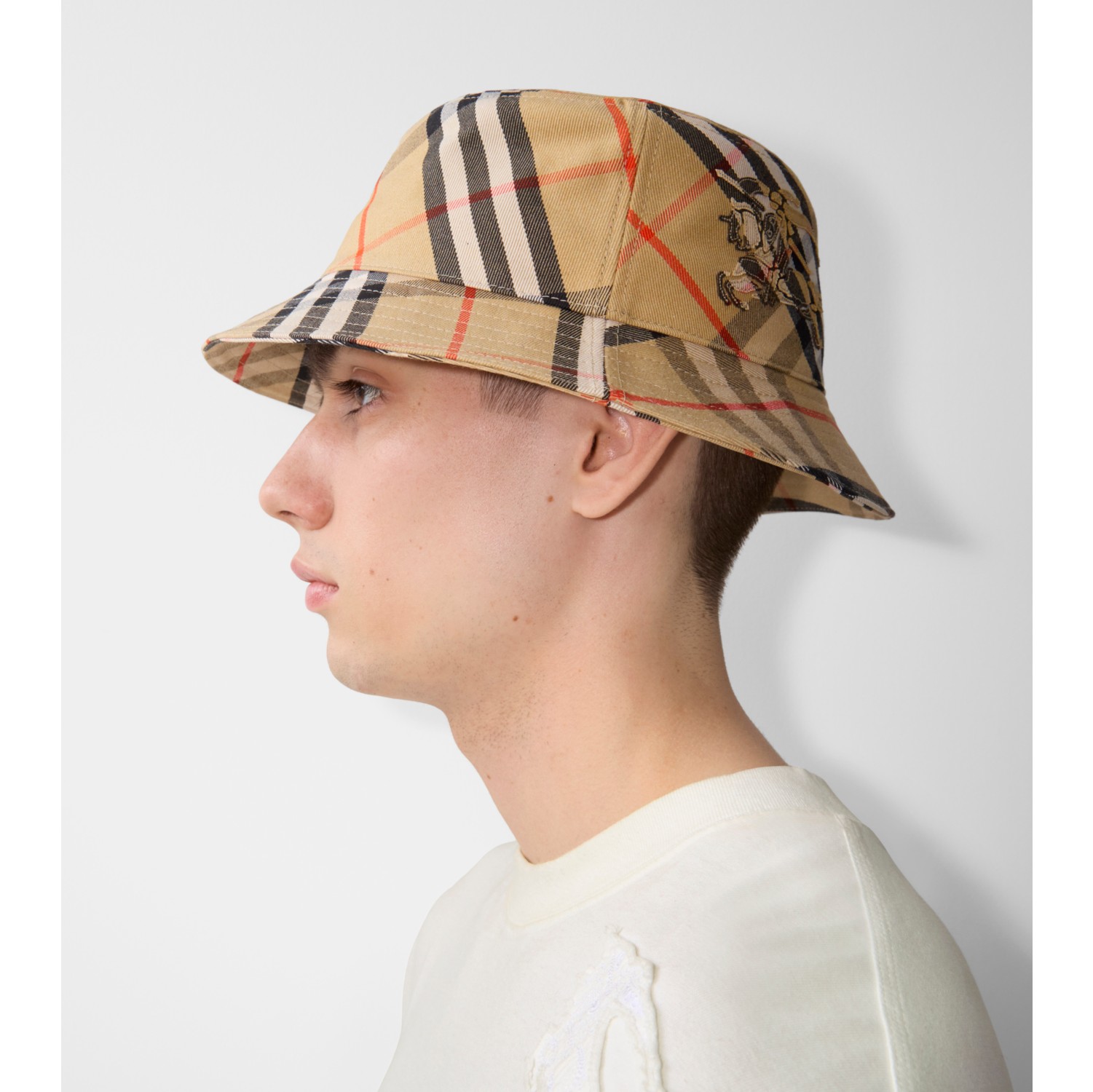 Check Cotton Blend Bucket Hat