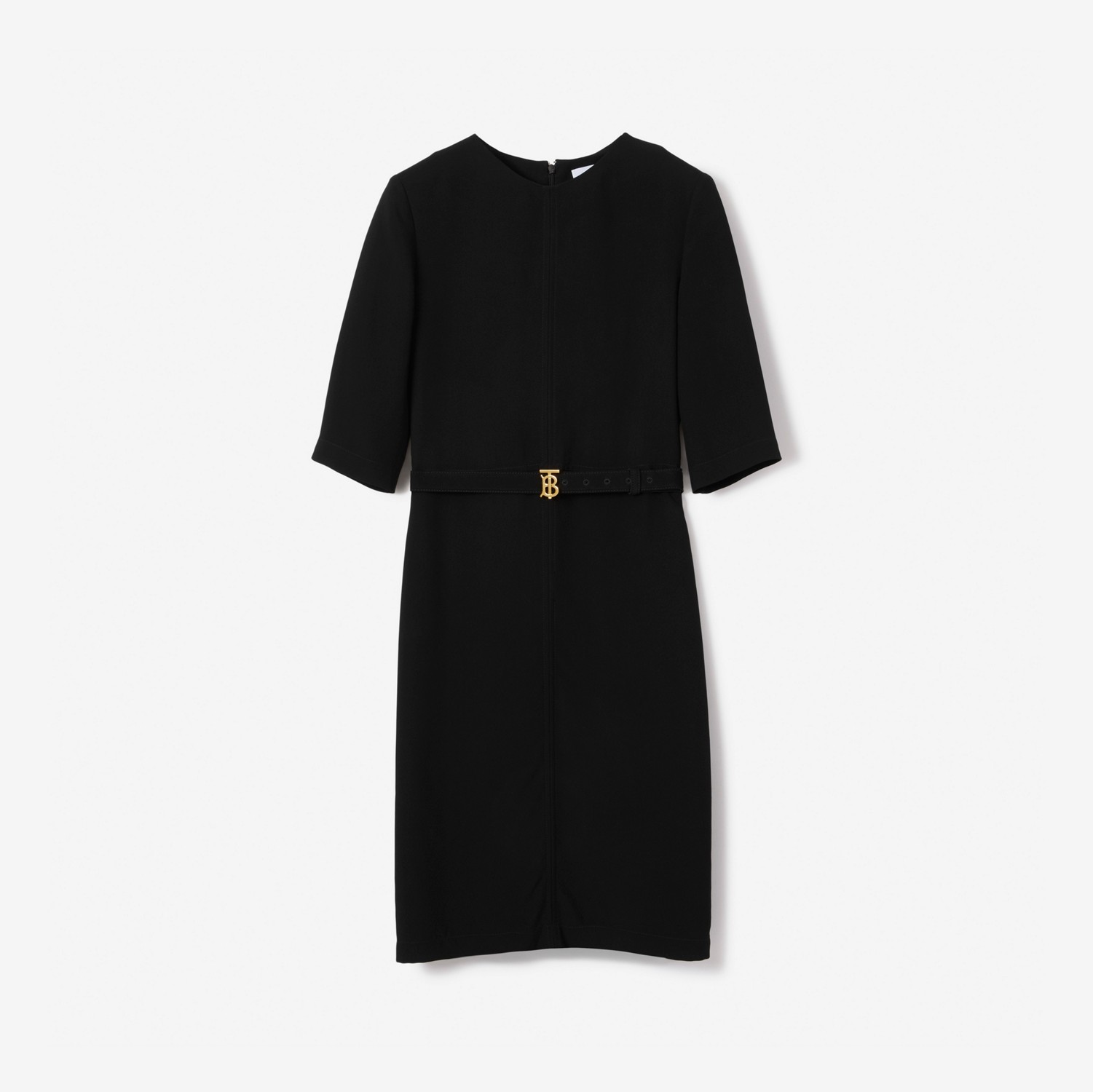 Vestido de viscose com monograma e cinto (Preto) - Mulheres | Burberry® oficial