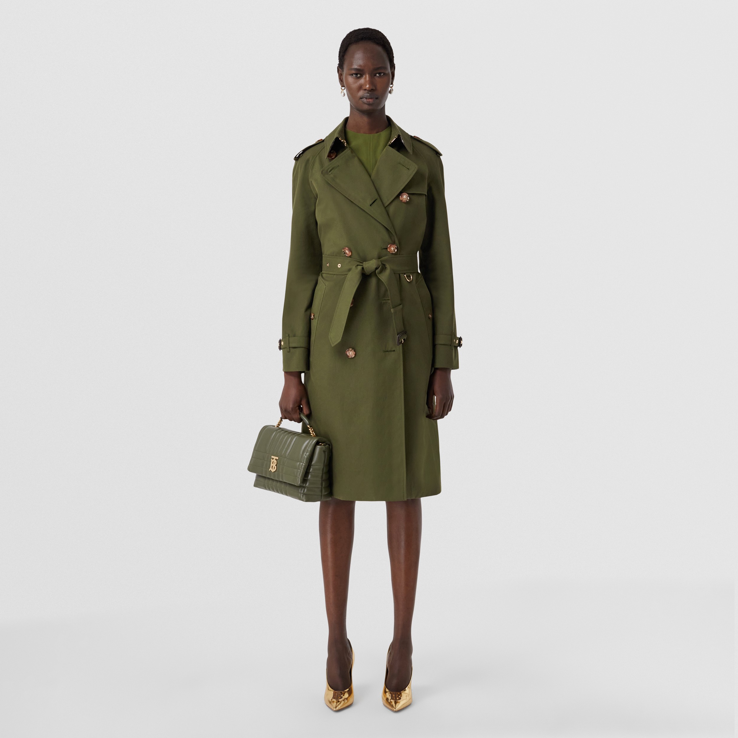 Tropical Gabardine Waterloo Trench Coat in Dark Olive Green - Women | Burberry® Official - 1