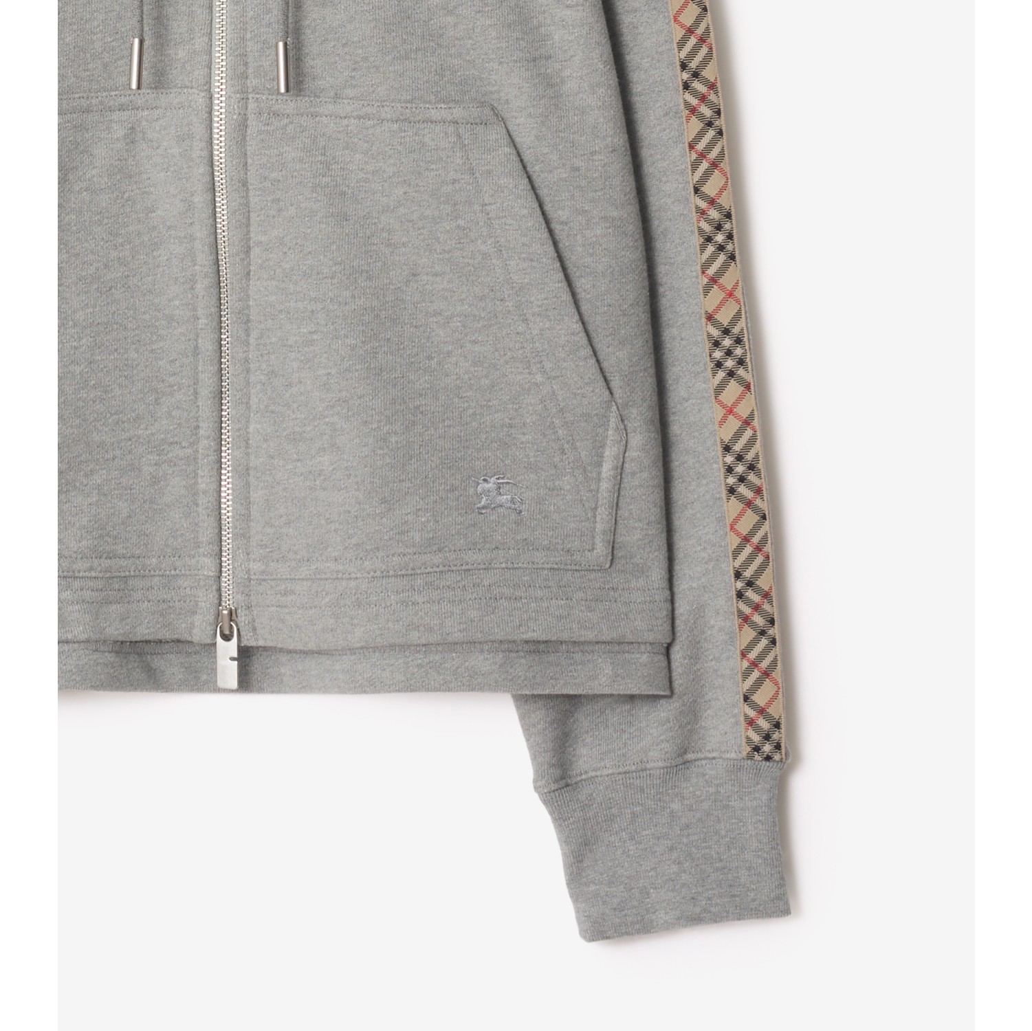 チェックトリム コットン ジップフーディー