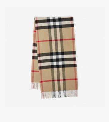 Burberry Check Cashmere Silk Blend Tweed Scarf in Archive Beige, Burberry®  Official