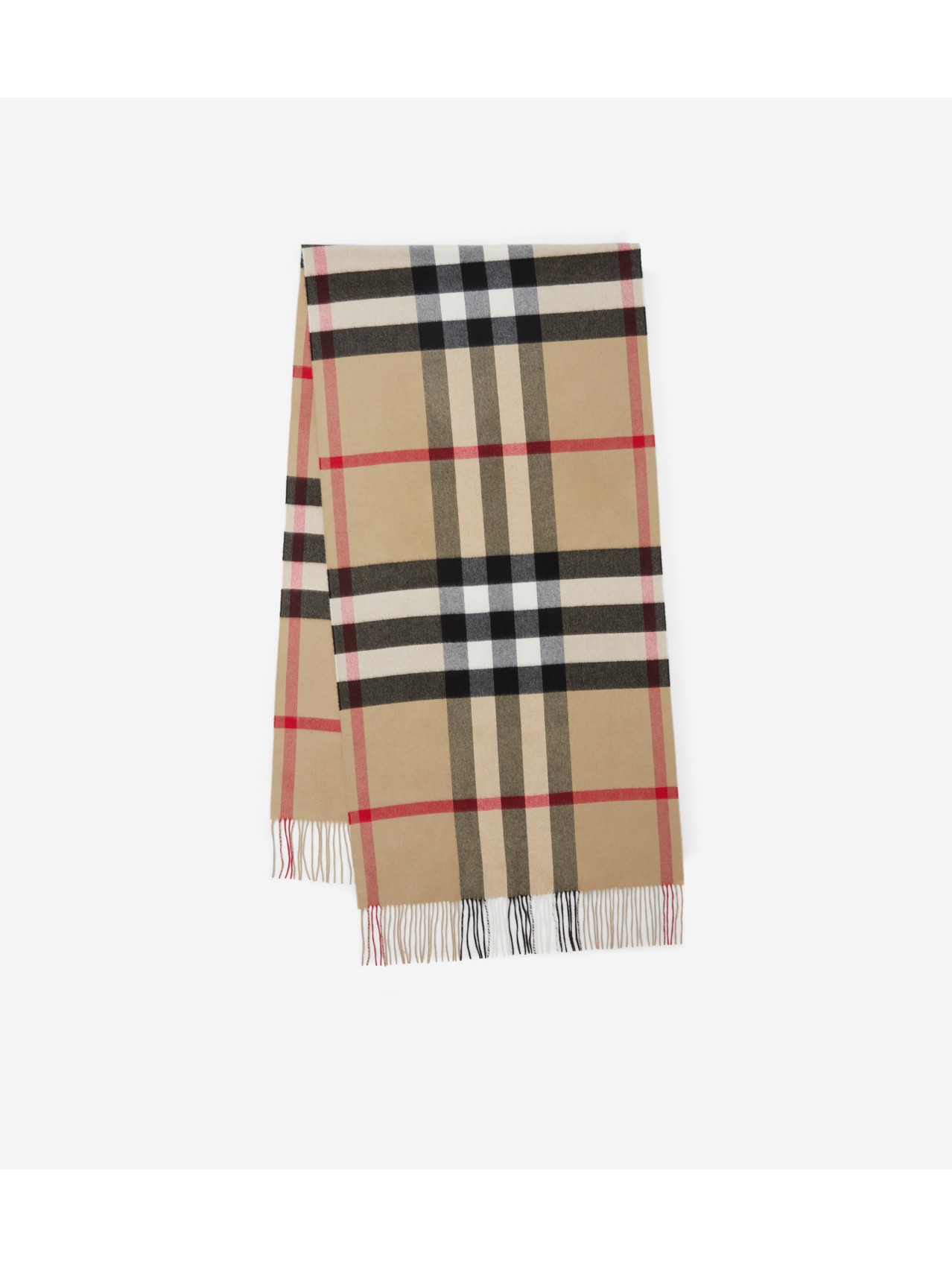 BURBERRY REVERSIBLE CHECK AND LOGO CASHMERE SCARF, 57% OFF
