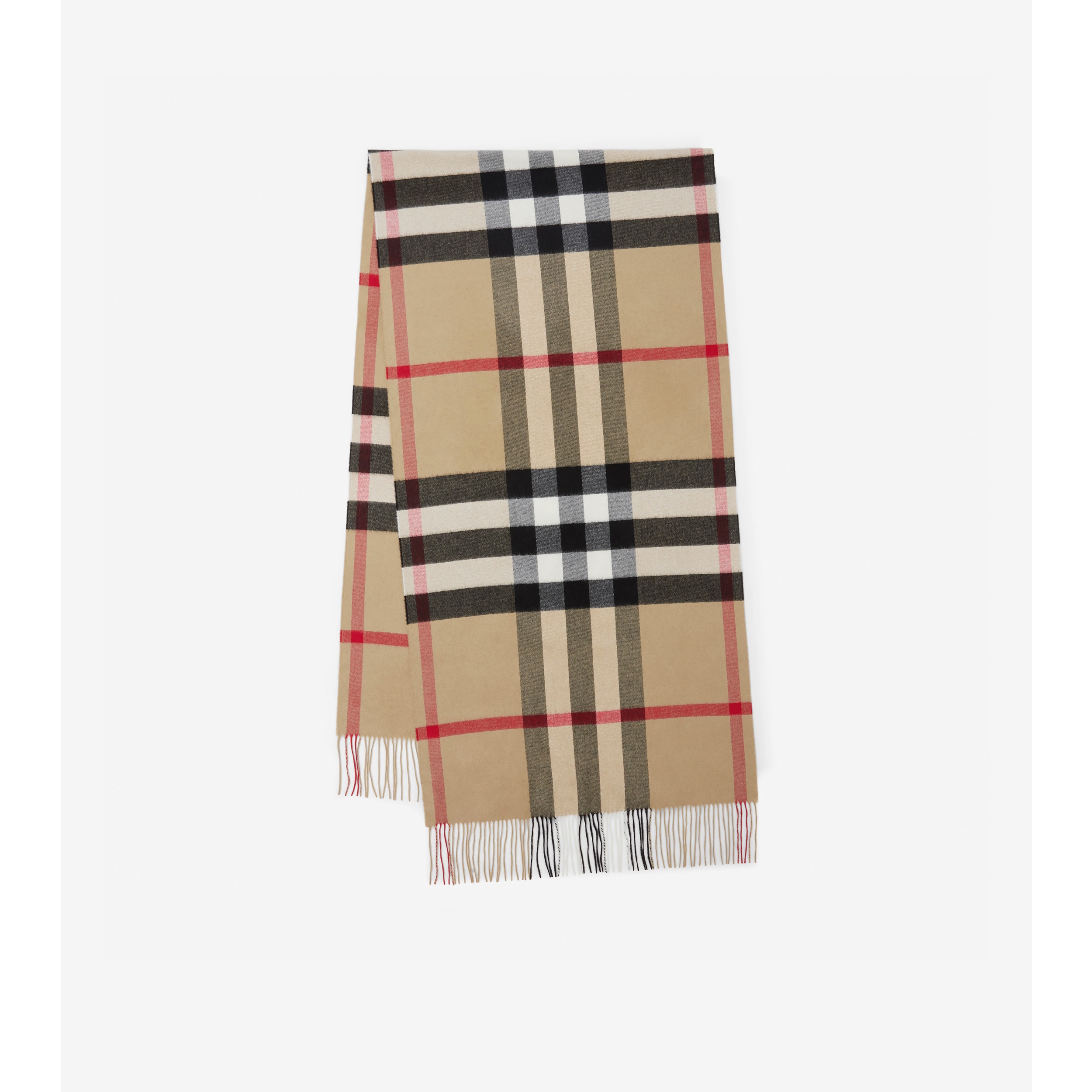 Check Cashmere Oversized Scarf in Archive Beige | Official