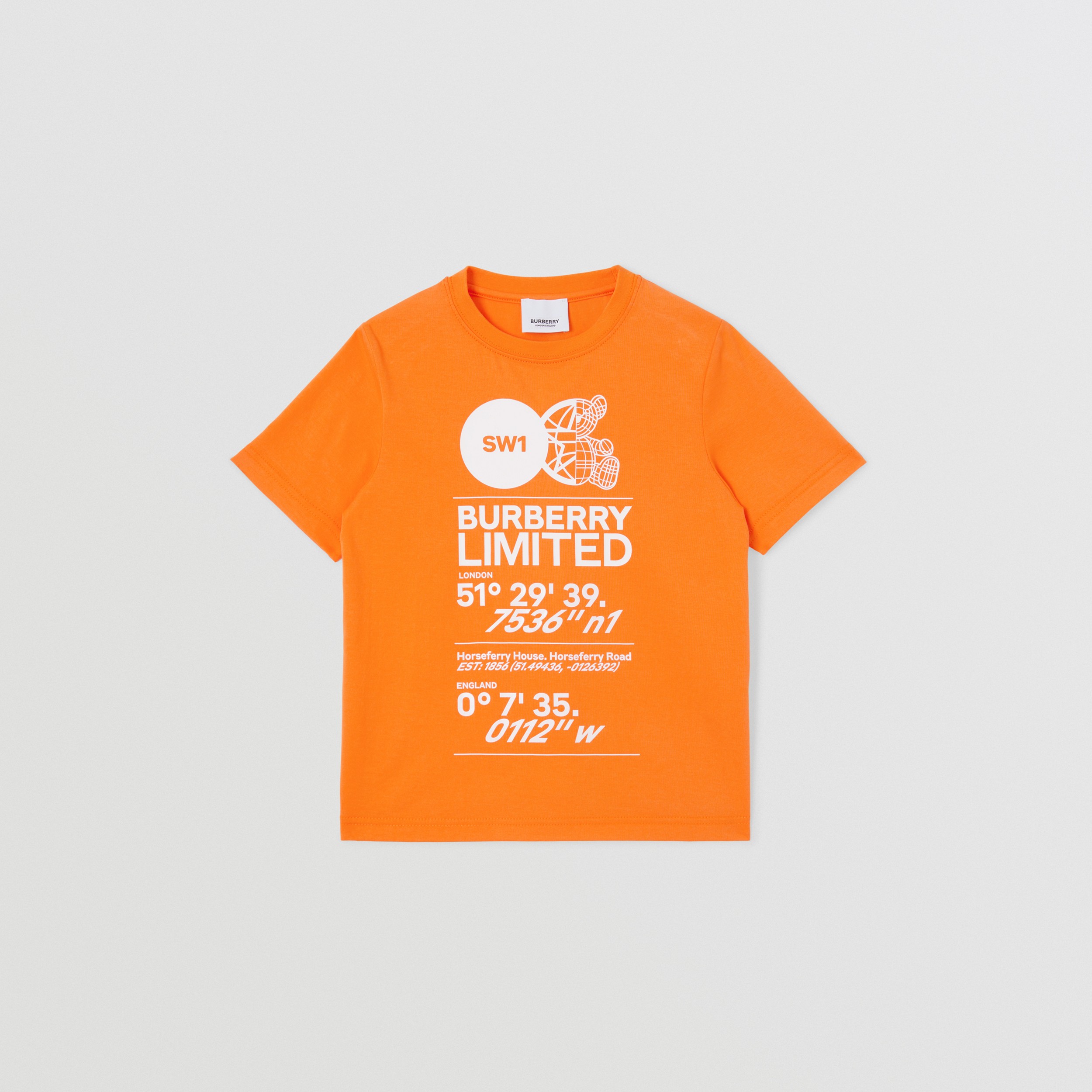 Baumwoll-T-Shirt mit Druckmotiv (Leuchtendes Orange) | Burberry® - 1
