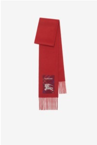 Check Label Cashmere Scarf in colour Rust