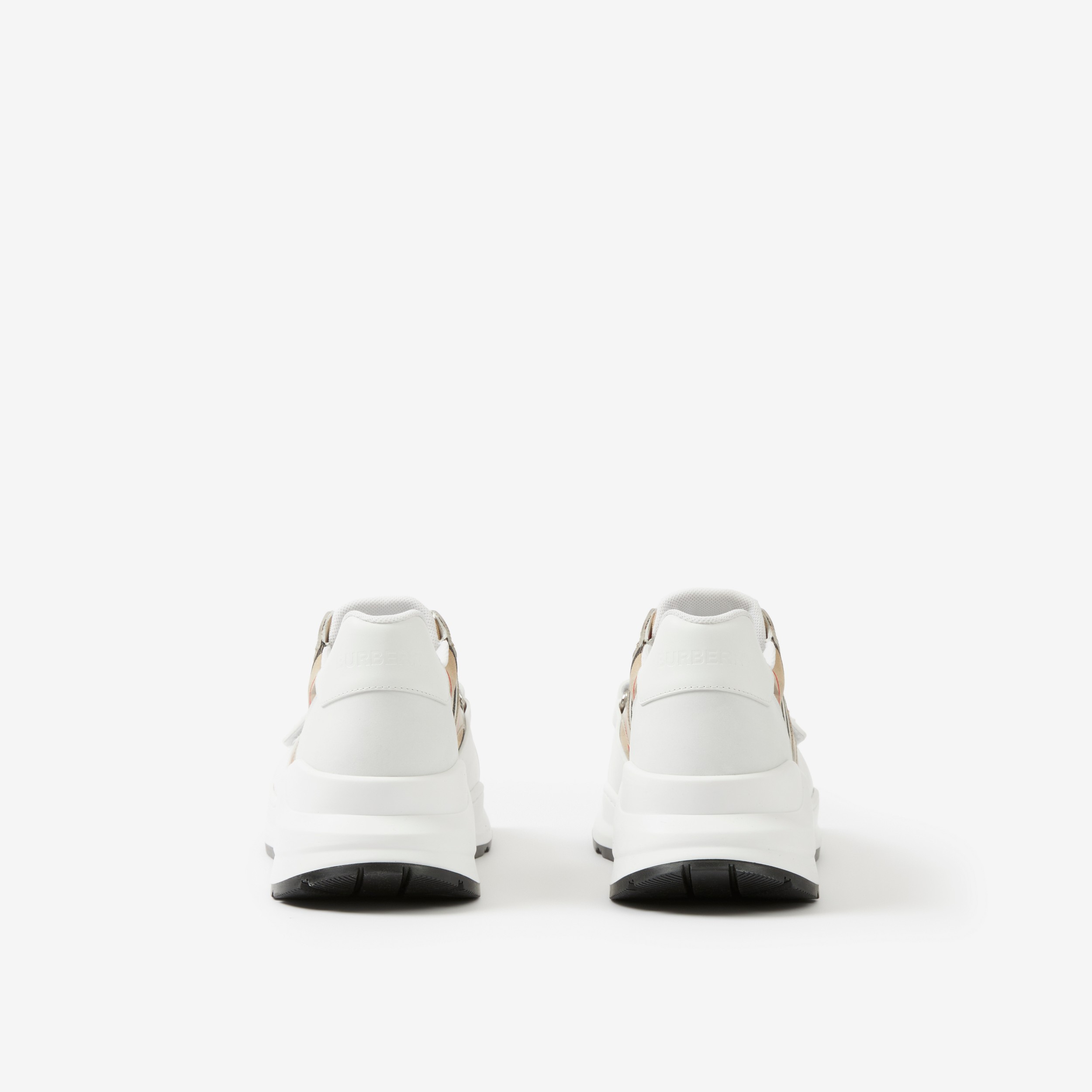 Check and Leather Sneakers in White, Clear - Men | Burberry® Official - 3