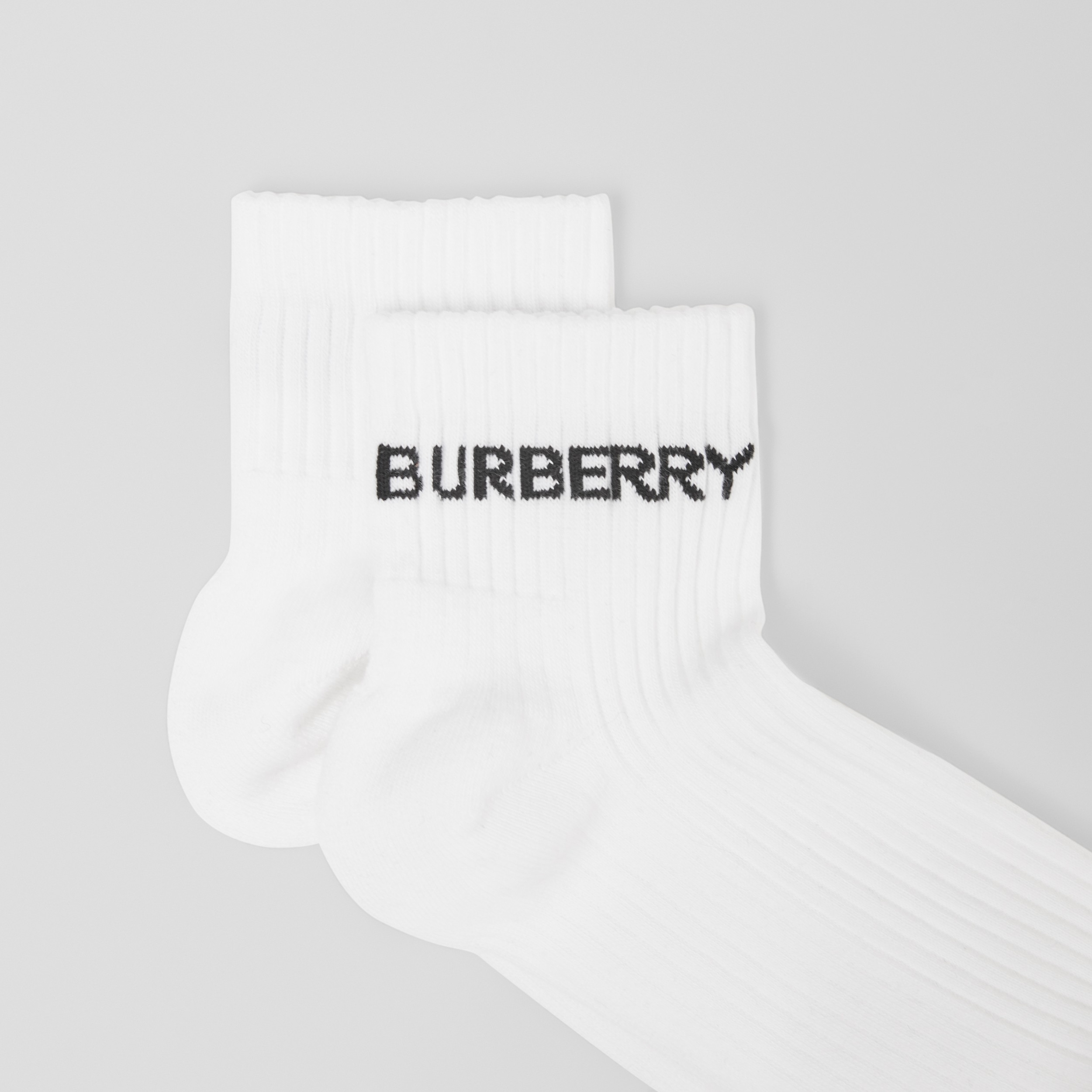 Baumwollmischsocken mit Logo-Intarsienmuster (Weiß) | Burberry® - 2