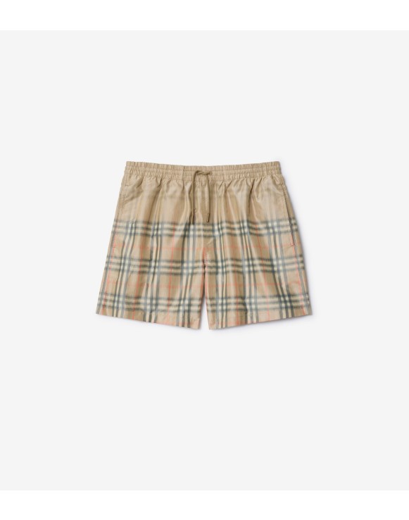 渐变格纹游泳裤