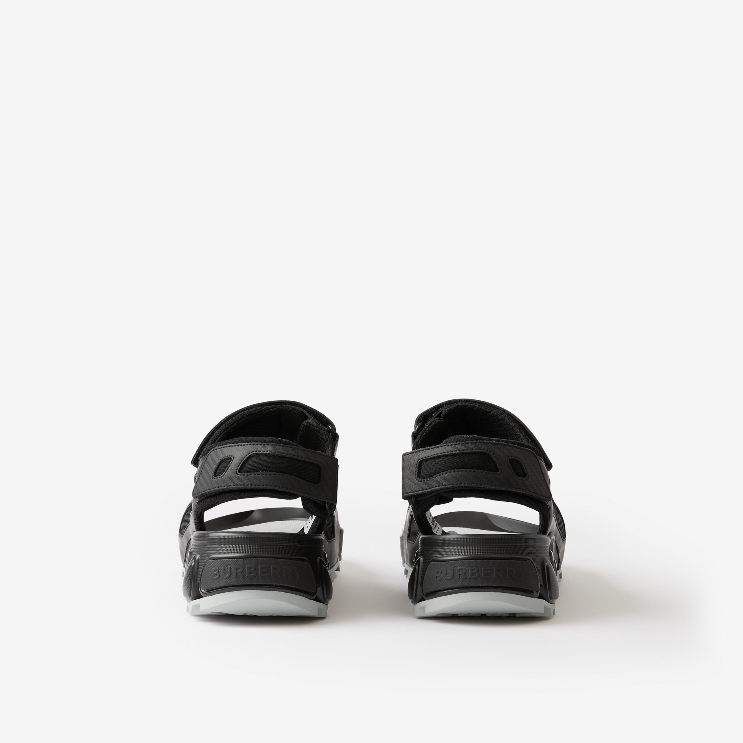 Logo print Leather and Nylon Arthur Sandals in Black - Men | Burberry® Official - 3